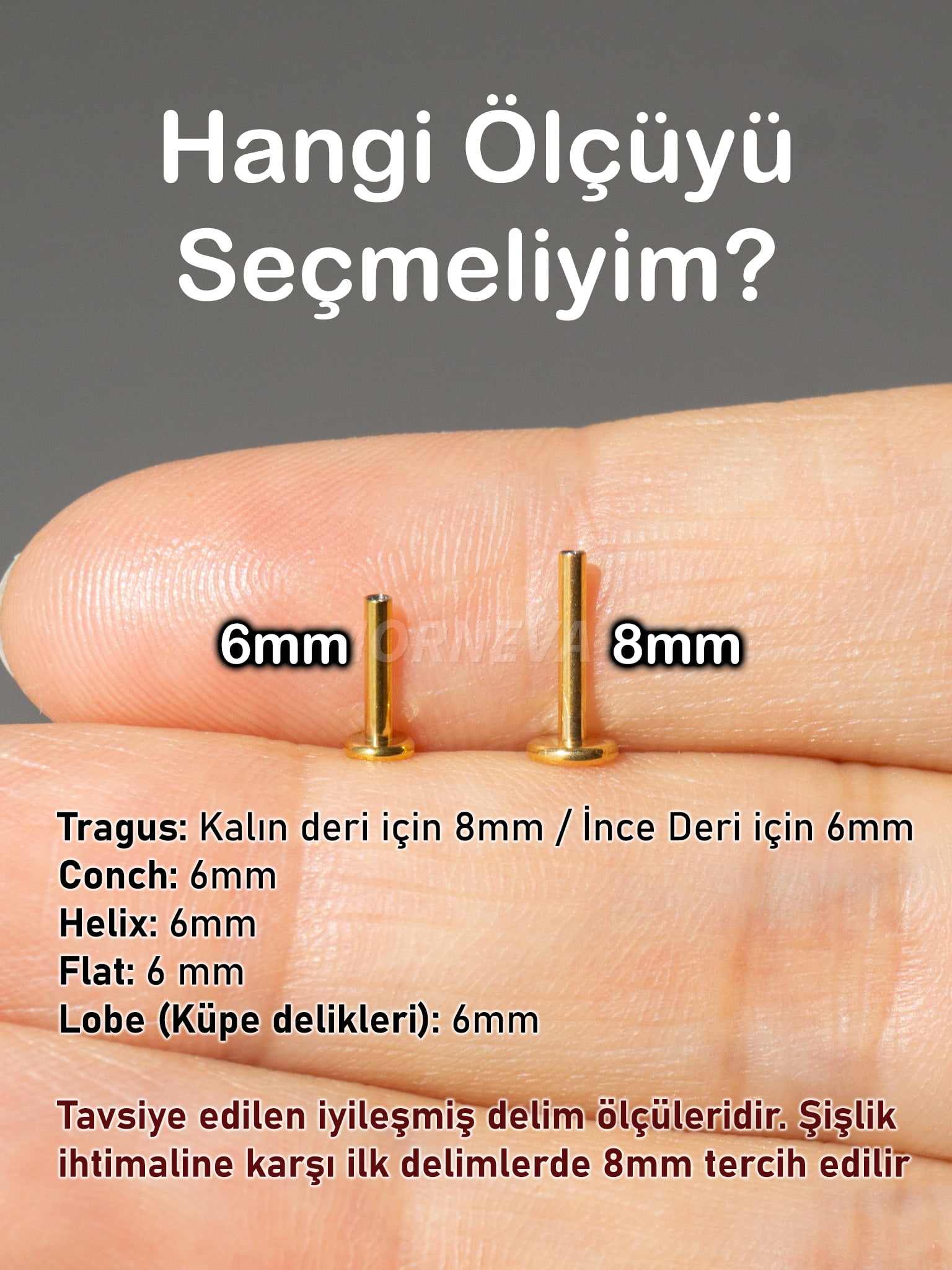 Titanyum Minimal Sıralı Badem Taşlar Kulak Tragus Helix Conch Piercingi (1 Adet) - Altın
