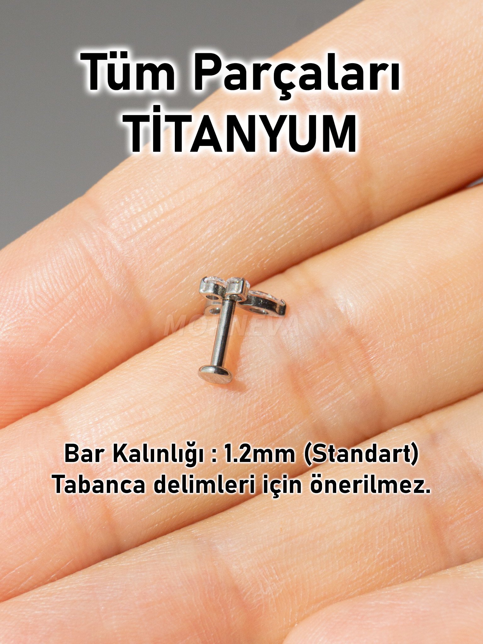 Titanyum Kristal Taşlı Kelebek Tragus Helix Conch Kıkırdak Kulak Piercingi (1 Adet)