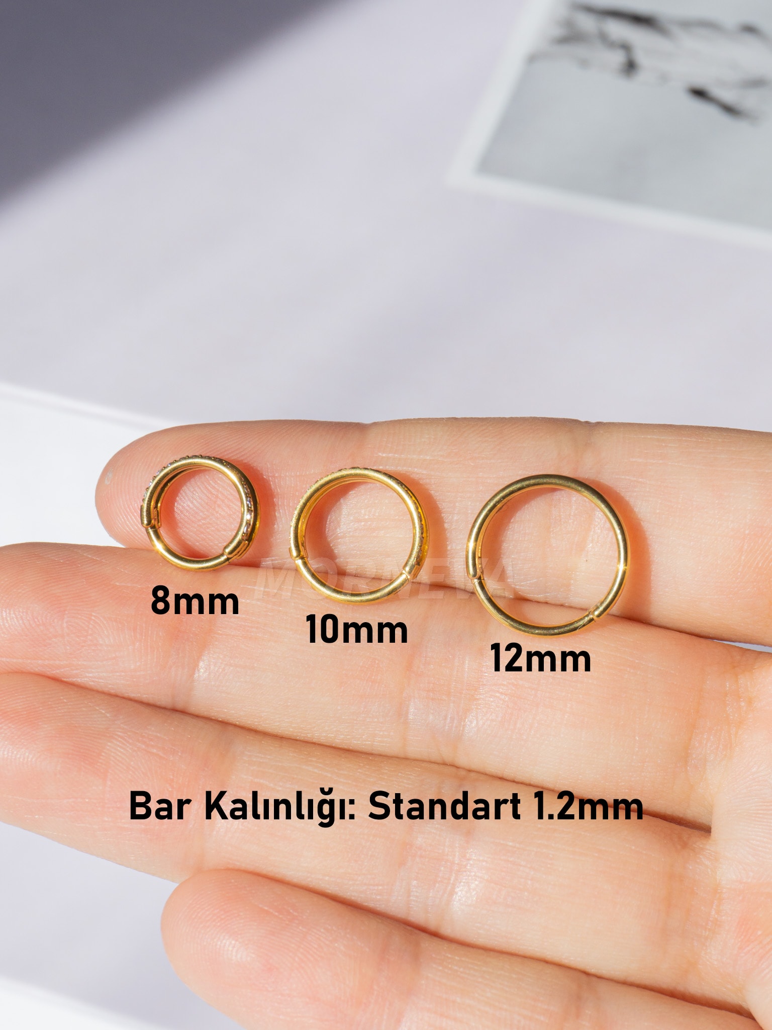 Cerrahi Çelik Tek Delikte İkili Tam Tur Taşlı Ve Taşsız Halka Septum Helix Conch Piercingi (1 Adet)