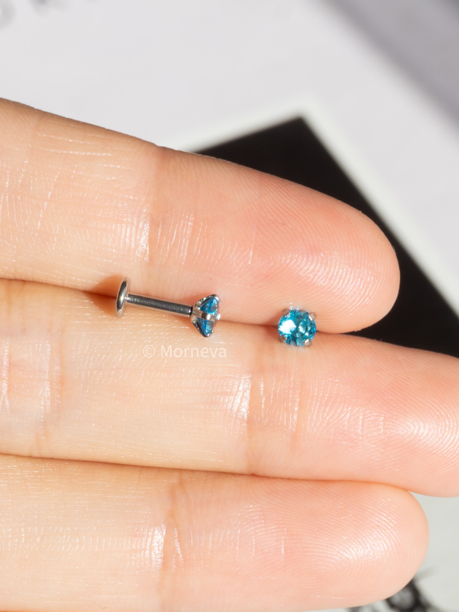 Cerrahi Çelik Kristal Taş Tragus Helix Kıkırdak Lobe Küpe Conch Kulak Piercingi 6mm (2 Adet)