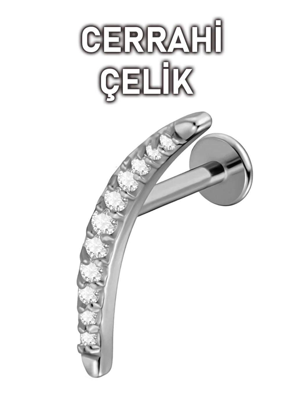 Çelik Uzun Yarım Ay Conch Helix Piercingi (1 Adet) - Gümüş