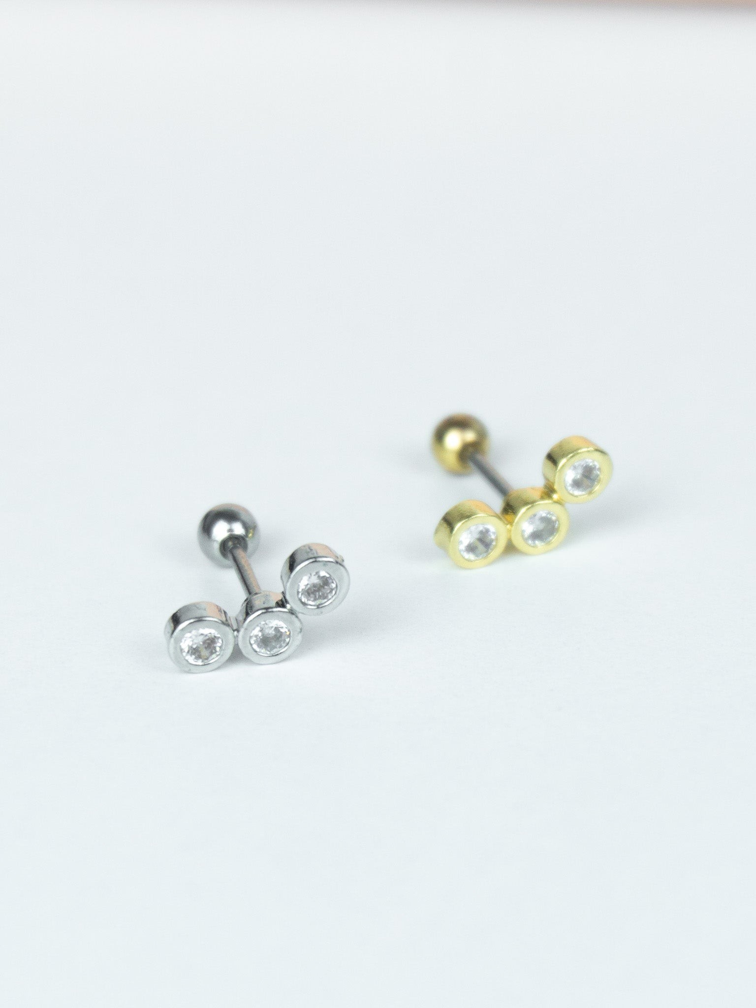 3lü Daire Taş Piercing Tragus
