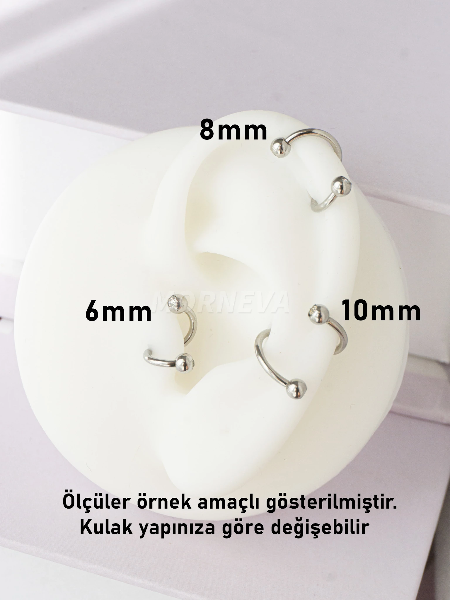 Cerrahi Çelik Taşlı Spiral Kulak Helix Conch Tragus Piercingi (1 Adet)