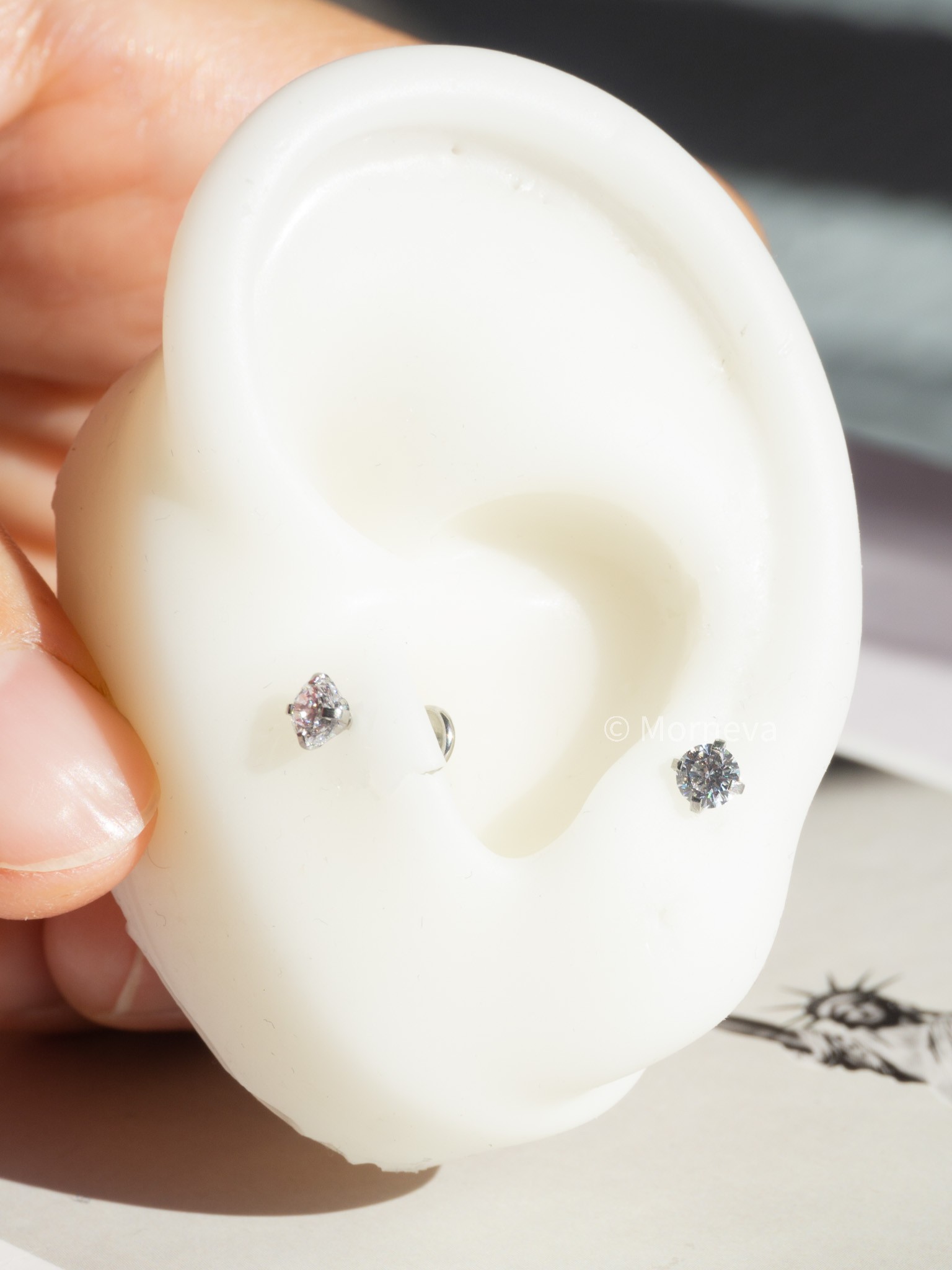 Cerrahi Çelik Kristal Taş Tragus Helix Kıkırdak Lobe Küpe Conch Kulak Piercingi 6mm (2 Adet)