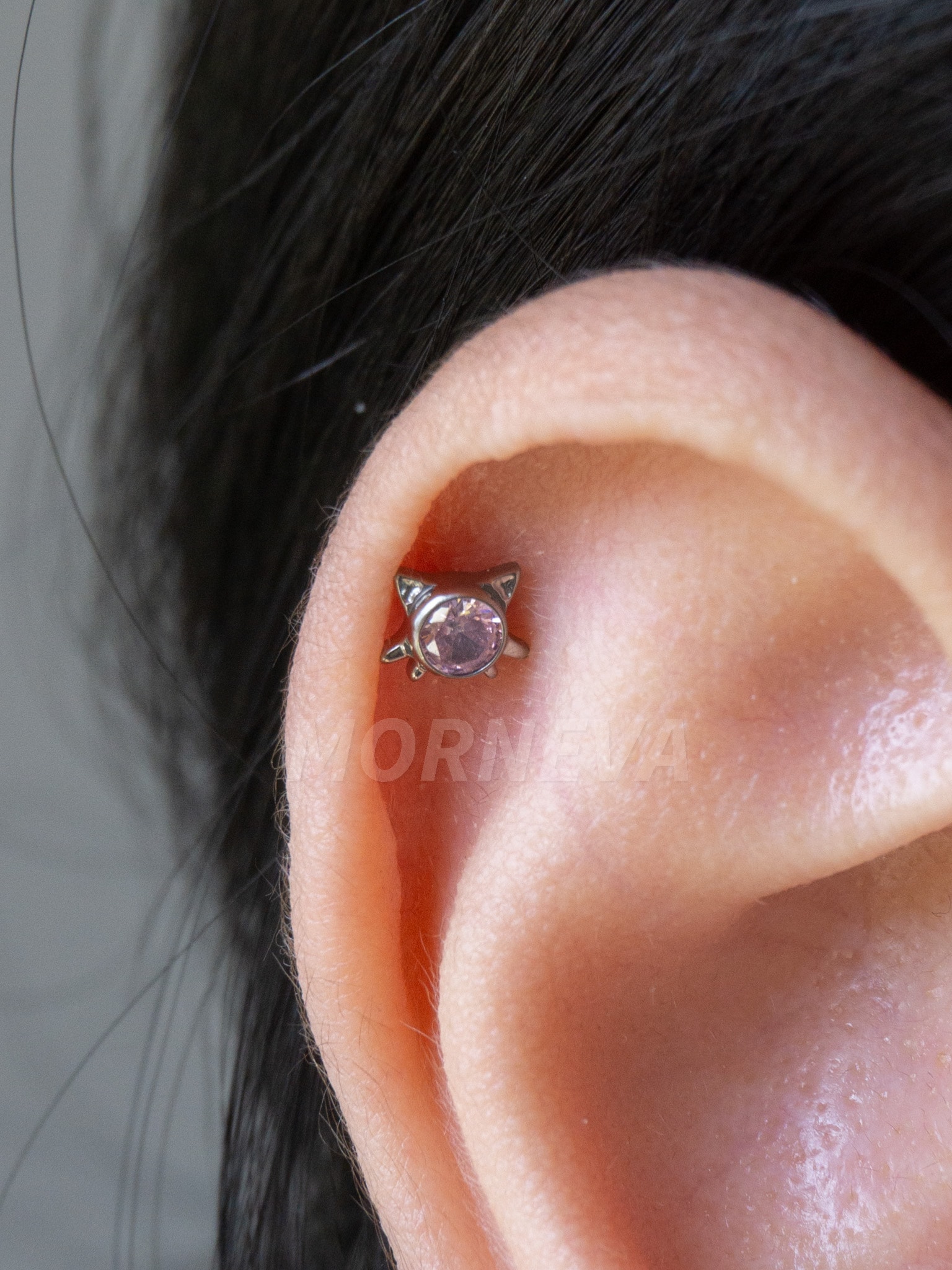 Titanyum Hello Kitty Kedicik Kıkırdak Kulak Conch Helix Tragus Piercingi (1 Adet) - Pembe
