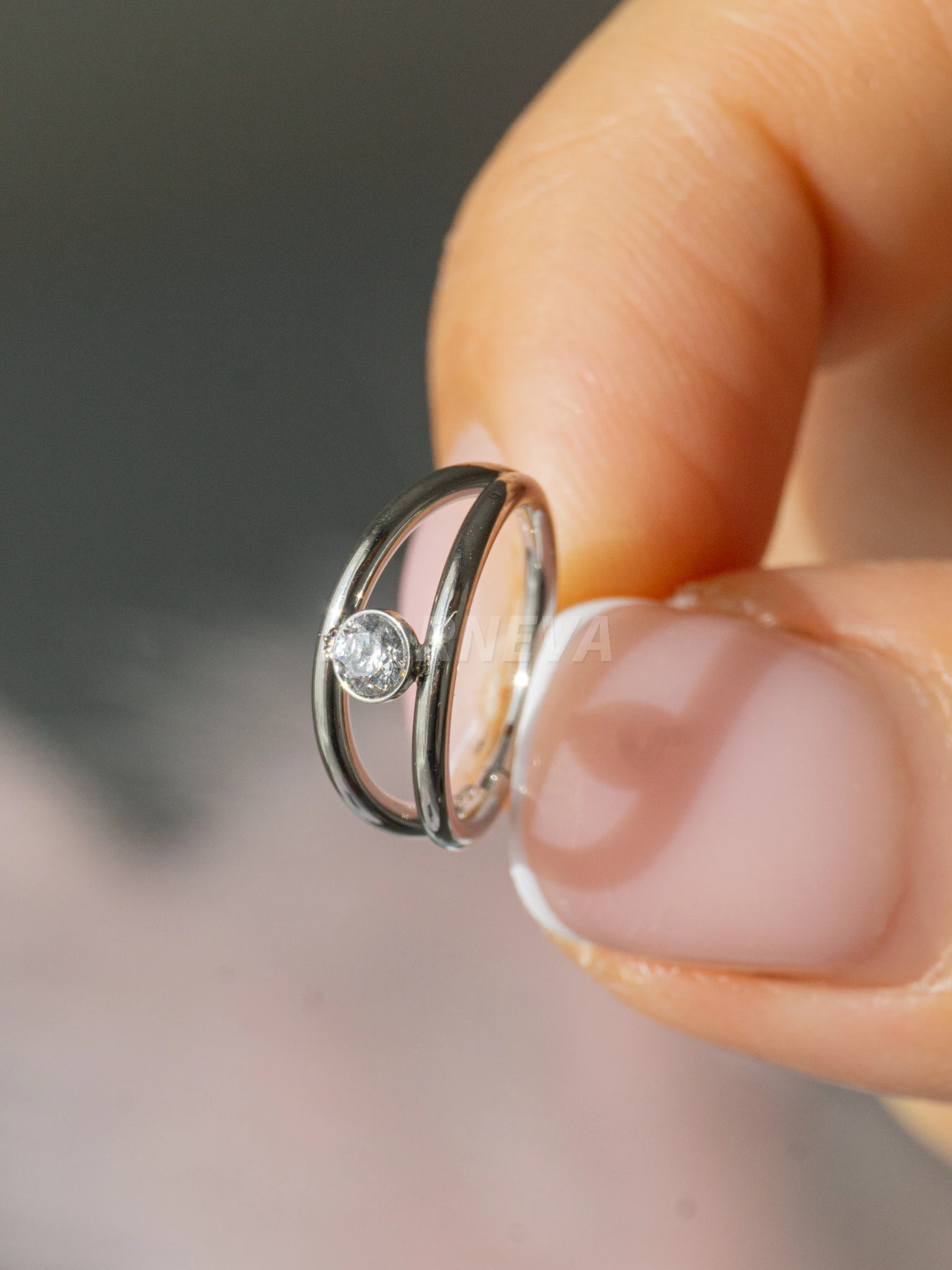 Cerrahi Çelik Tek Delikte İkili Halka Ortası Tek Taş Helix Conch Tragus Piercingi (1 Adet)