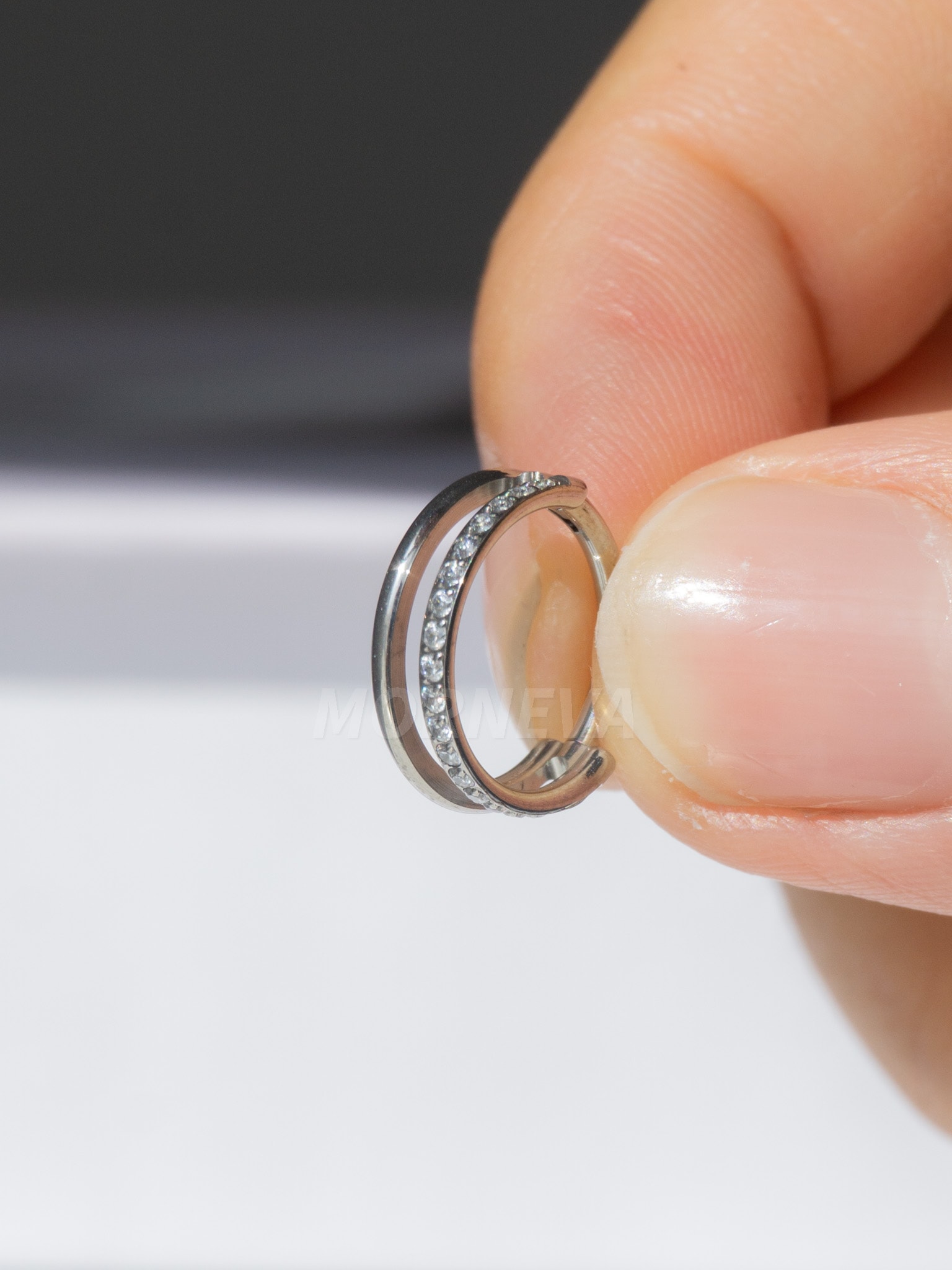 Cerrahi Çelik Tek Delikte İkili Tam Tur Taşlı Ve Taşsız Halka Septum Helix Conch Piercingi (1 Adet)