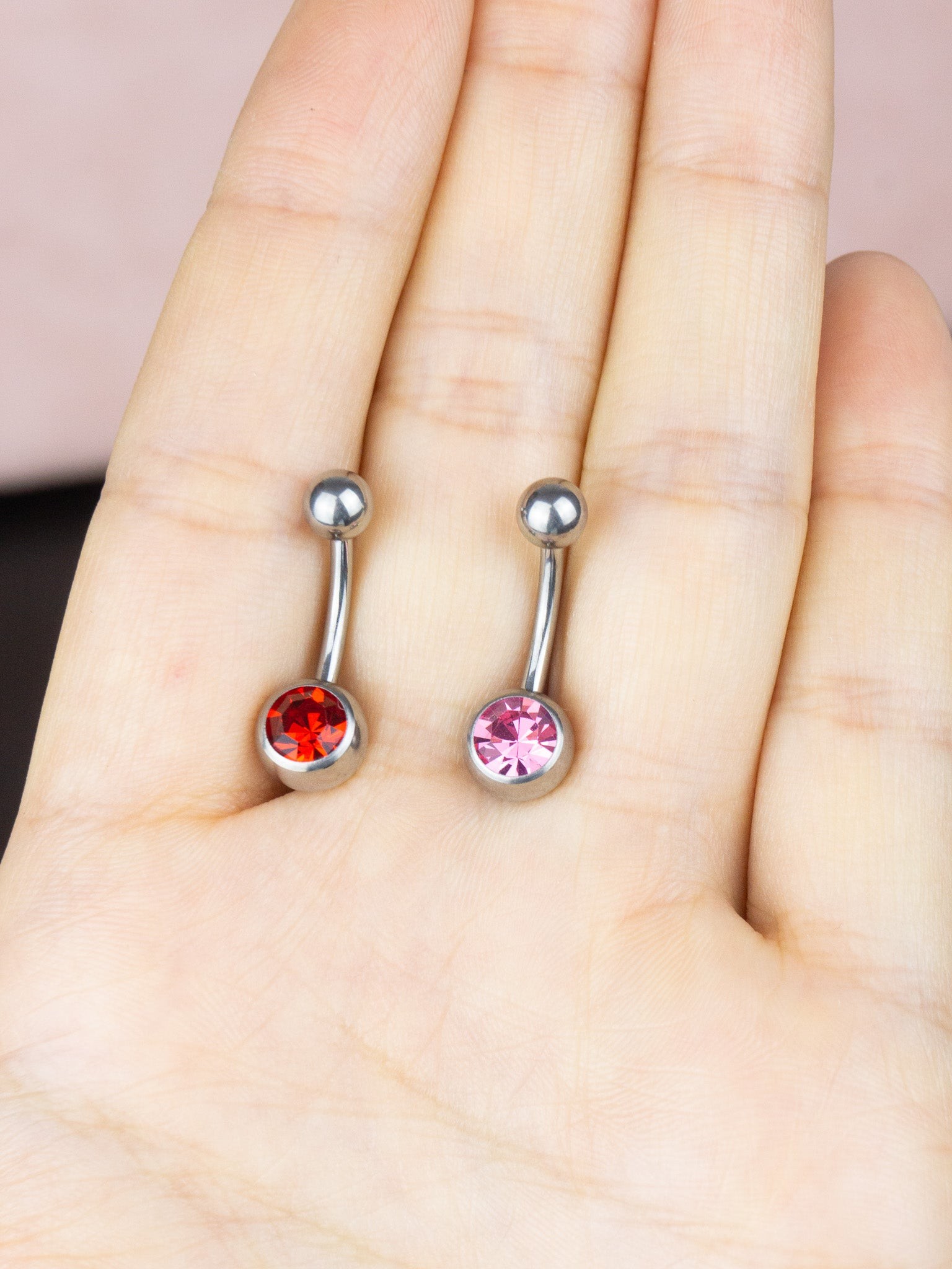 Titanyum Çift Taşlı Basic Göbek Piercing