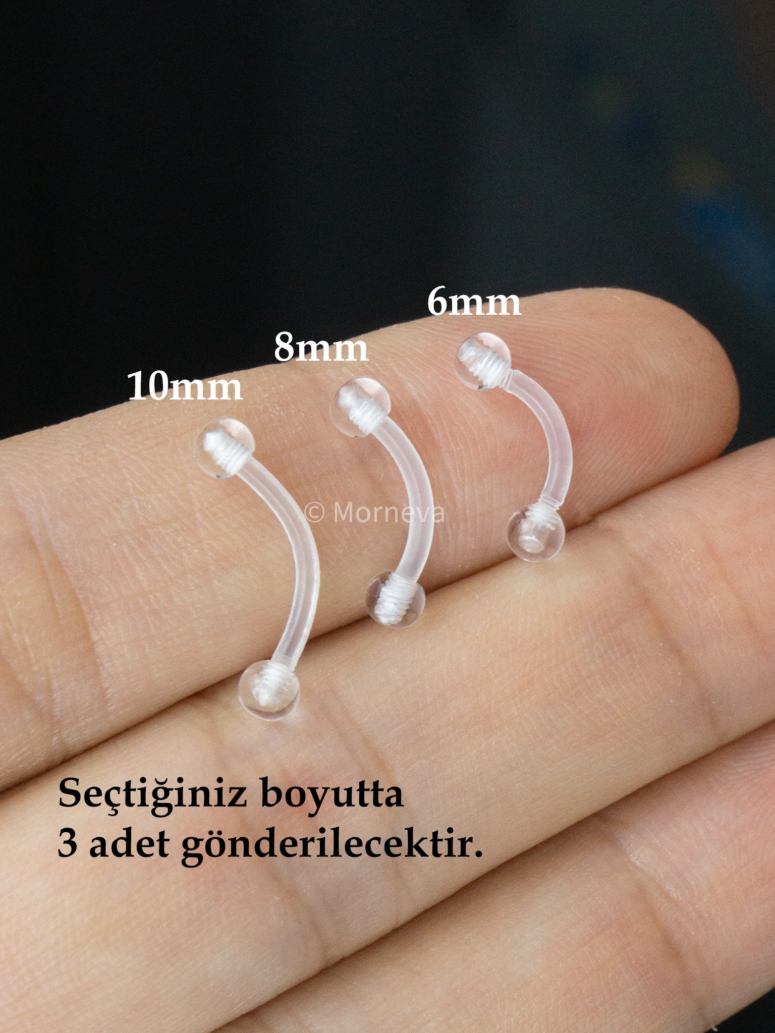 Şeffaf Görünmez Bioplast Daith Rook Tragus Smiley Banana Kaş Piercingi (3 Adet)