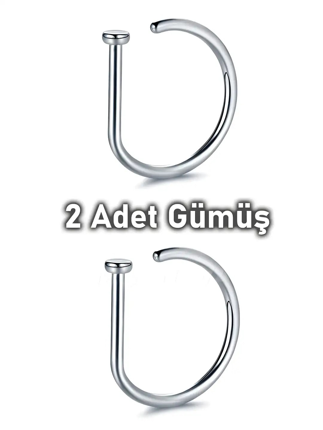 Cerrahi Çelik D Şekilli Yarım Halka Hızma Piercingi (2 Adet)