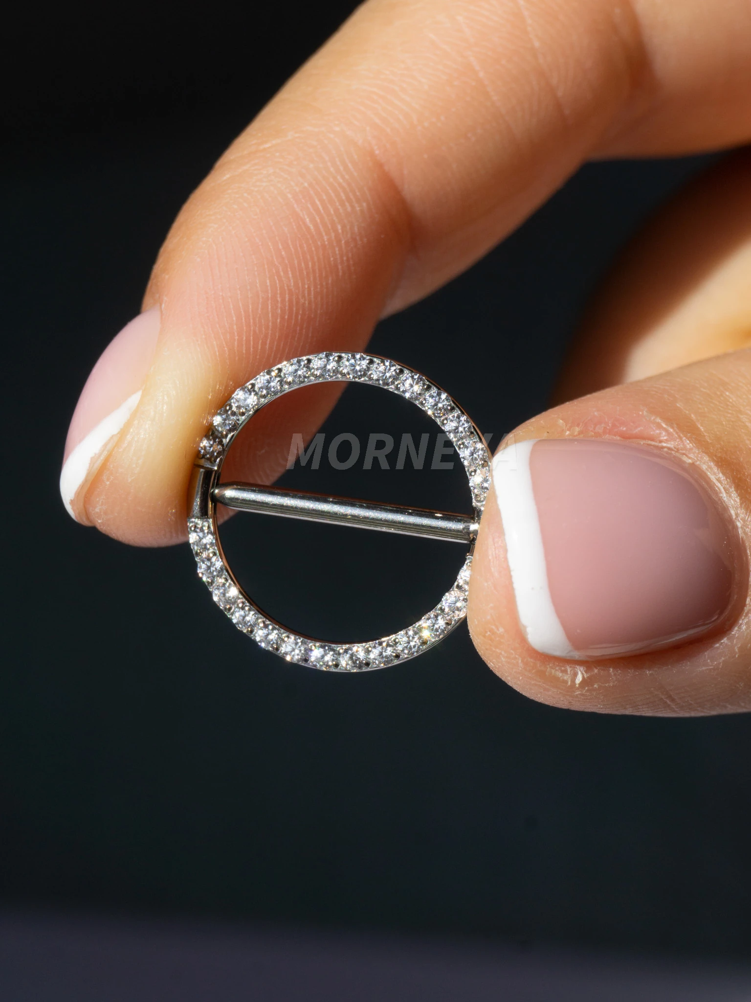 Titanyum Tam Tur Taşlı Çember Halka Meme Ucu Nipple Piercingi 1.6mm Bar (1 Adet)