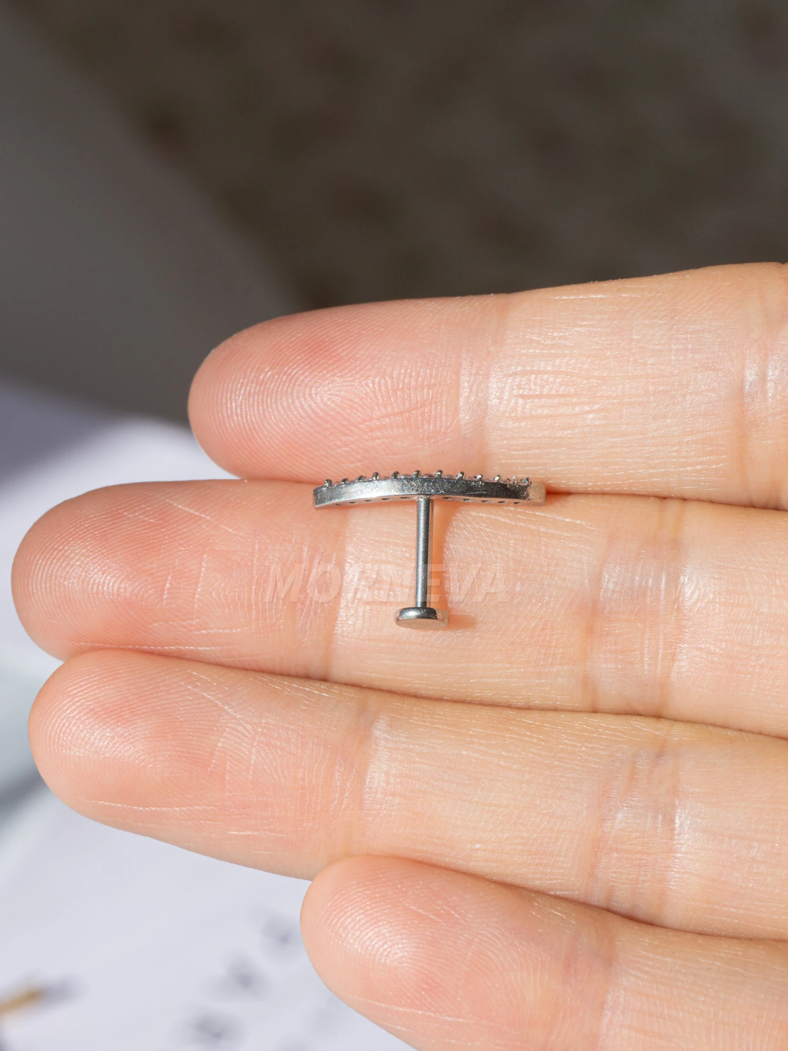 Çelik Uzun Yarım Ay Conch Helix Piercingi (1 Adet) - Gümüş