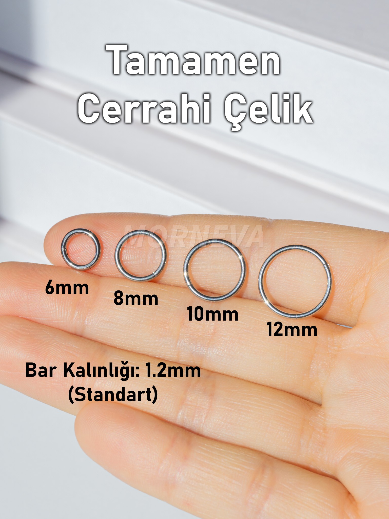 Cerrahi Çelik Klipsli Tam Halka Septum Daith Helix Tragus Smiley Conch Piercingi (1 Adet) - Gümüş