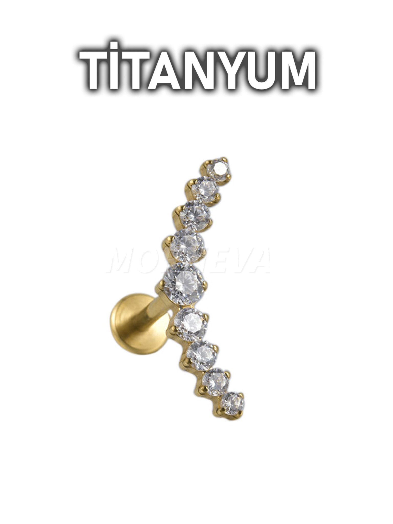 Titanyum Çoklu Daire Taşlı Kıkırdak Kulak Helix Conch Piercingi (1 Adet) - Altın