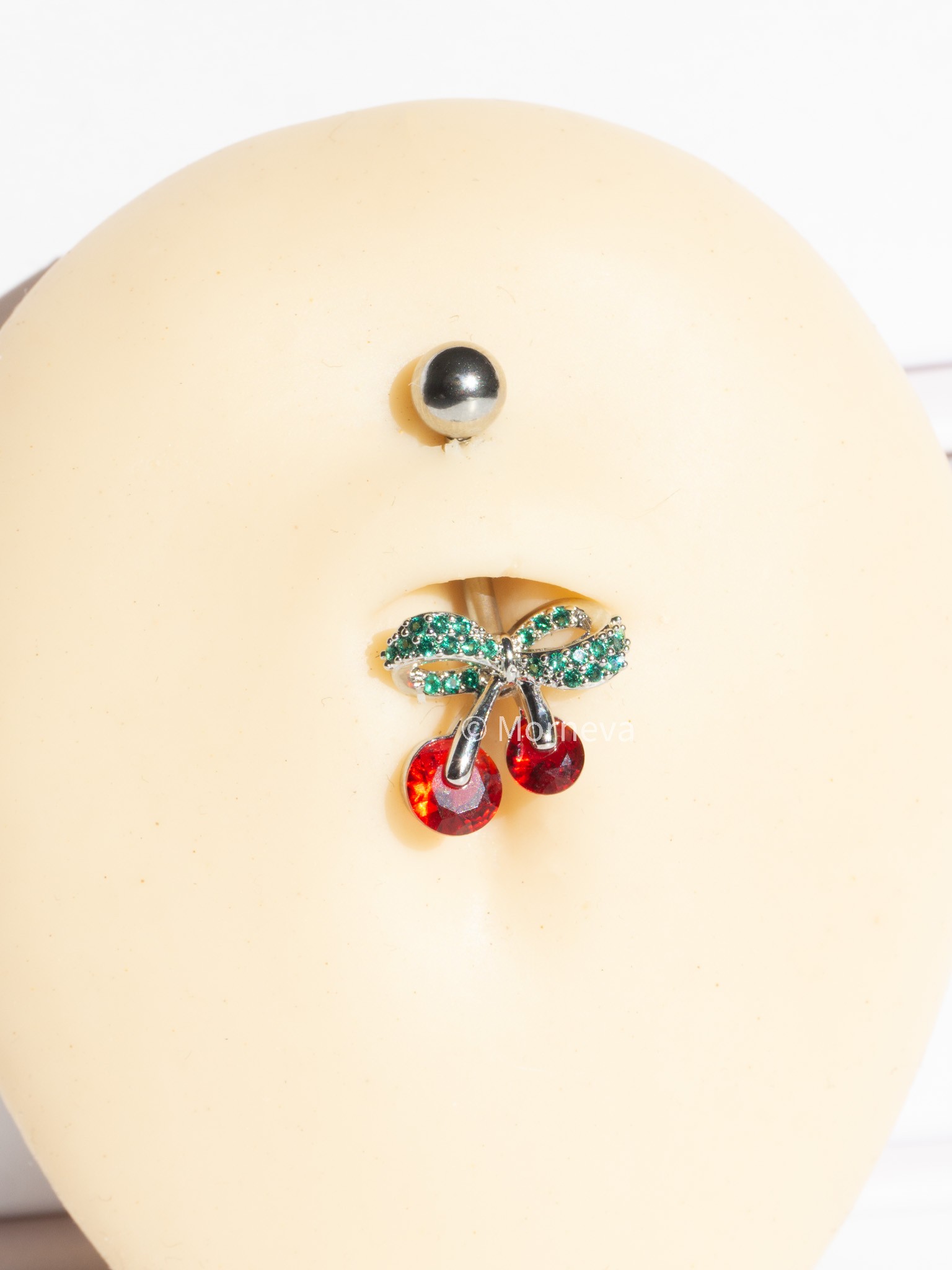 Kırmızı Vişne Minimal Çelik Göbek Belly Piercingi