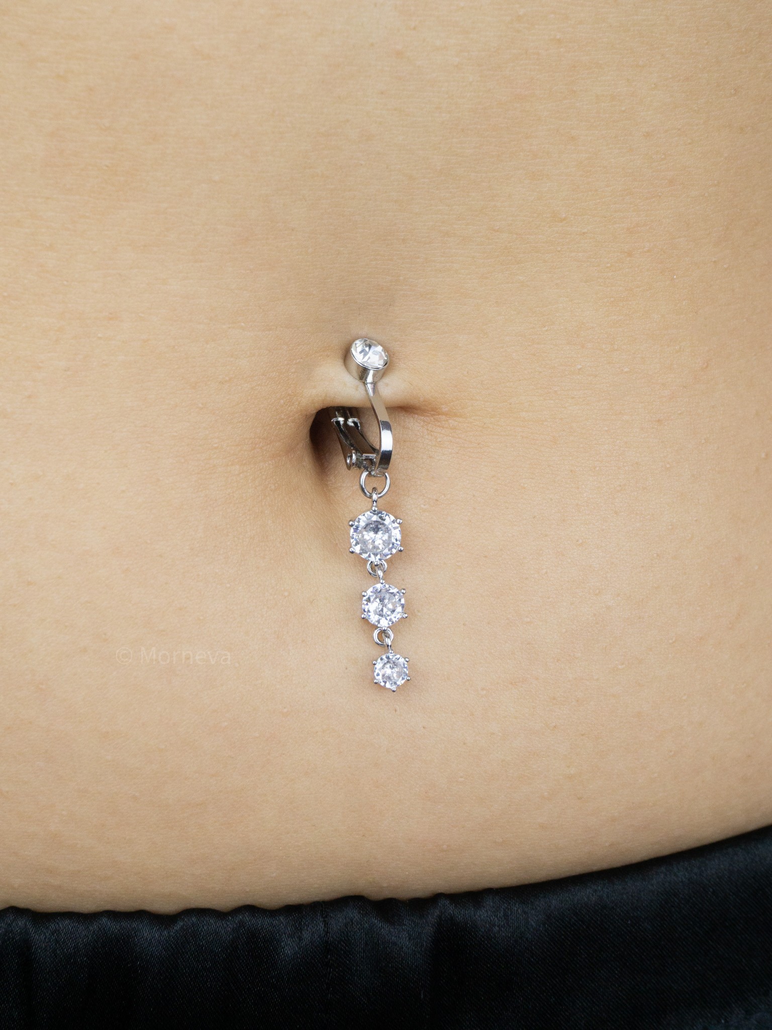 Deliksiz 3lü Taş Sallantı Sıkıştırma Sahte Göbek Fake Belly Piercingi