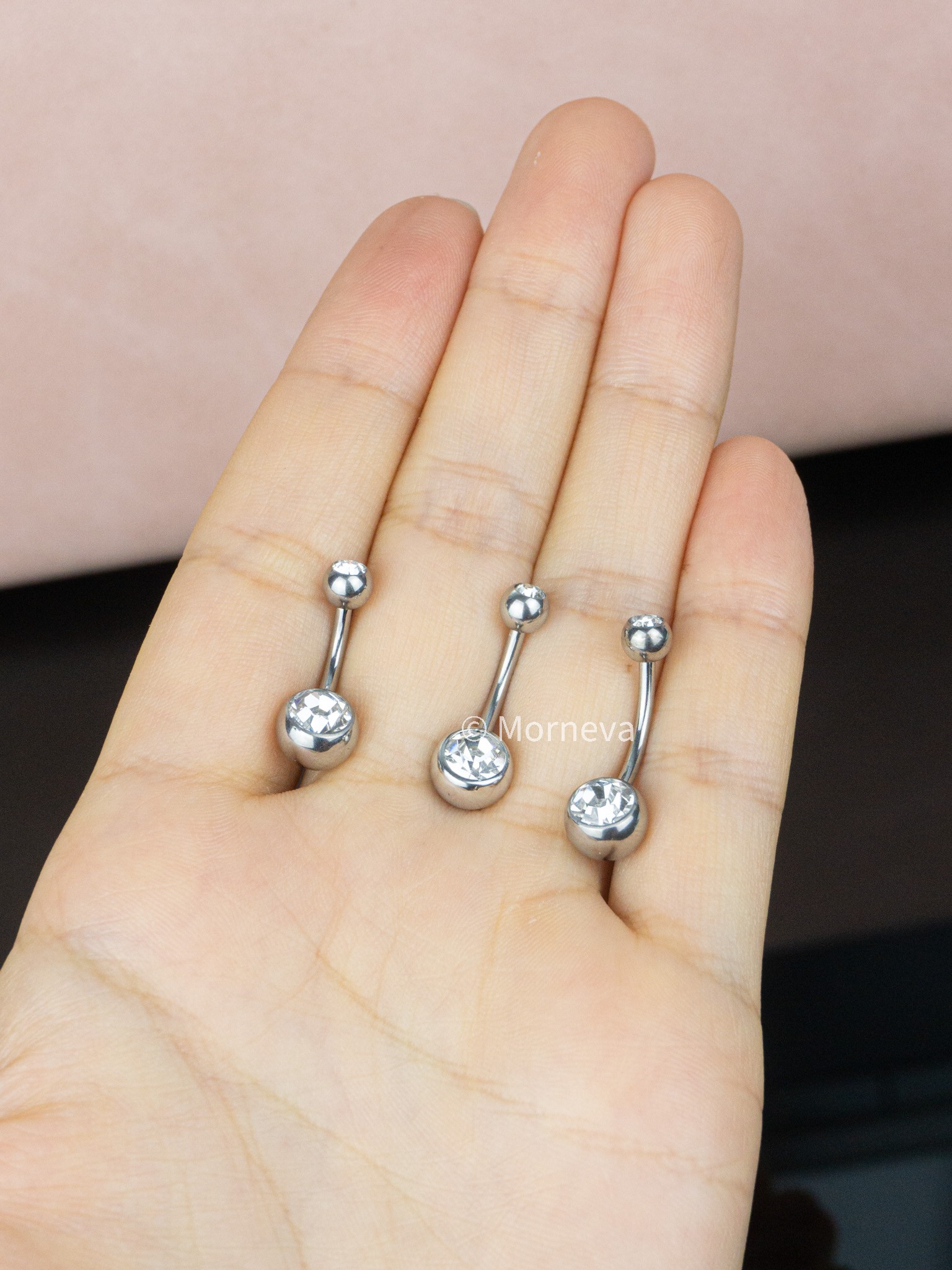 Titanyum Basic Çift Taşlı Göbek Piercing