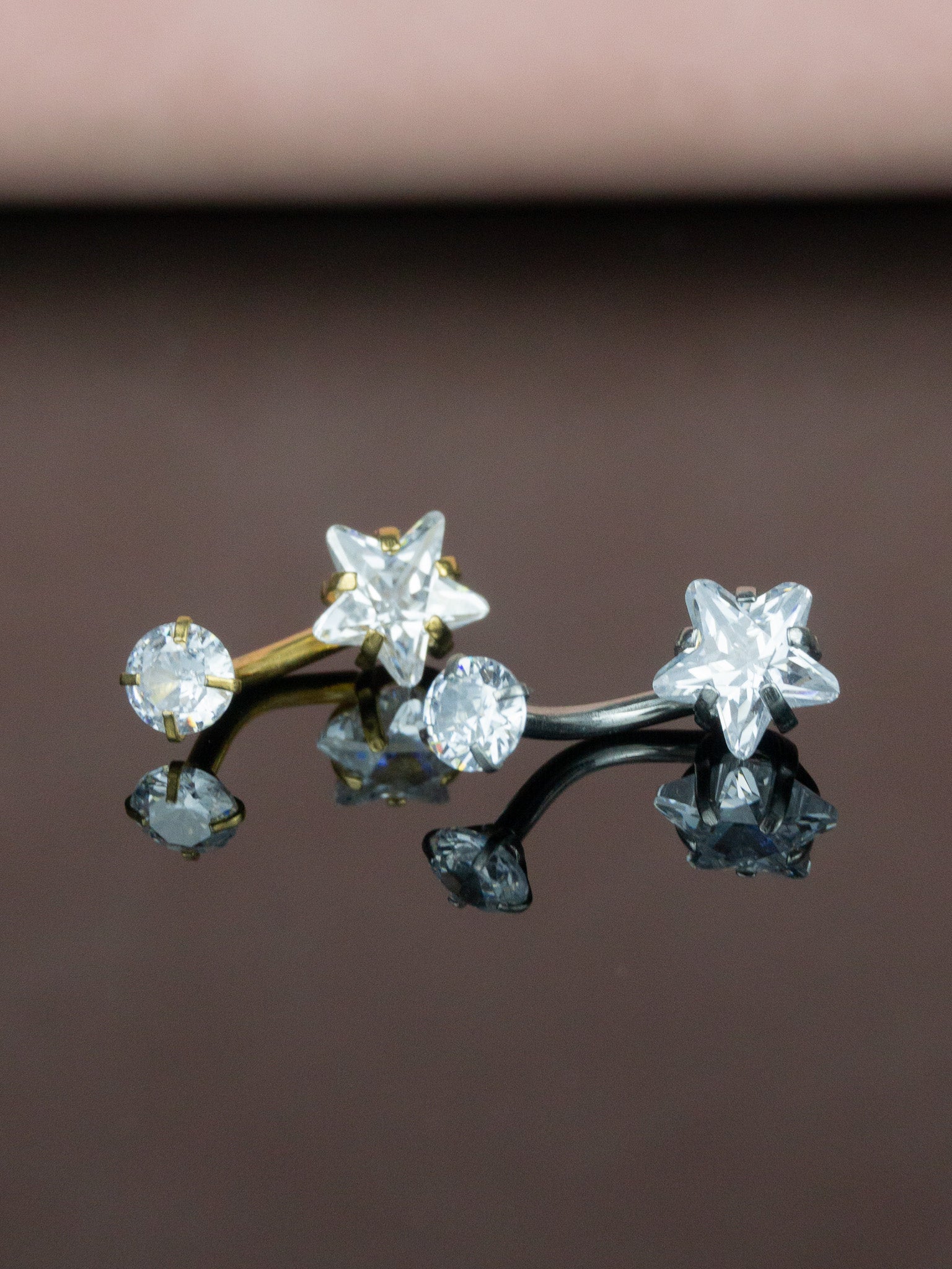 Renkli Yıldız Taş Çelik Göbek Piercing