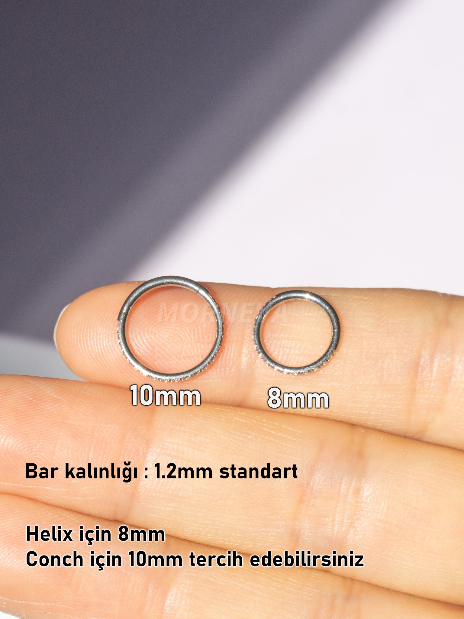 Cerrahi Çelik Taşlı Halka Helix Conch Piercingi