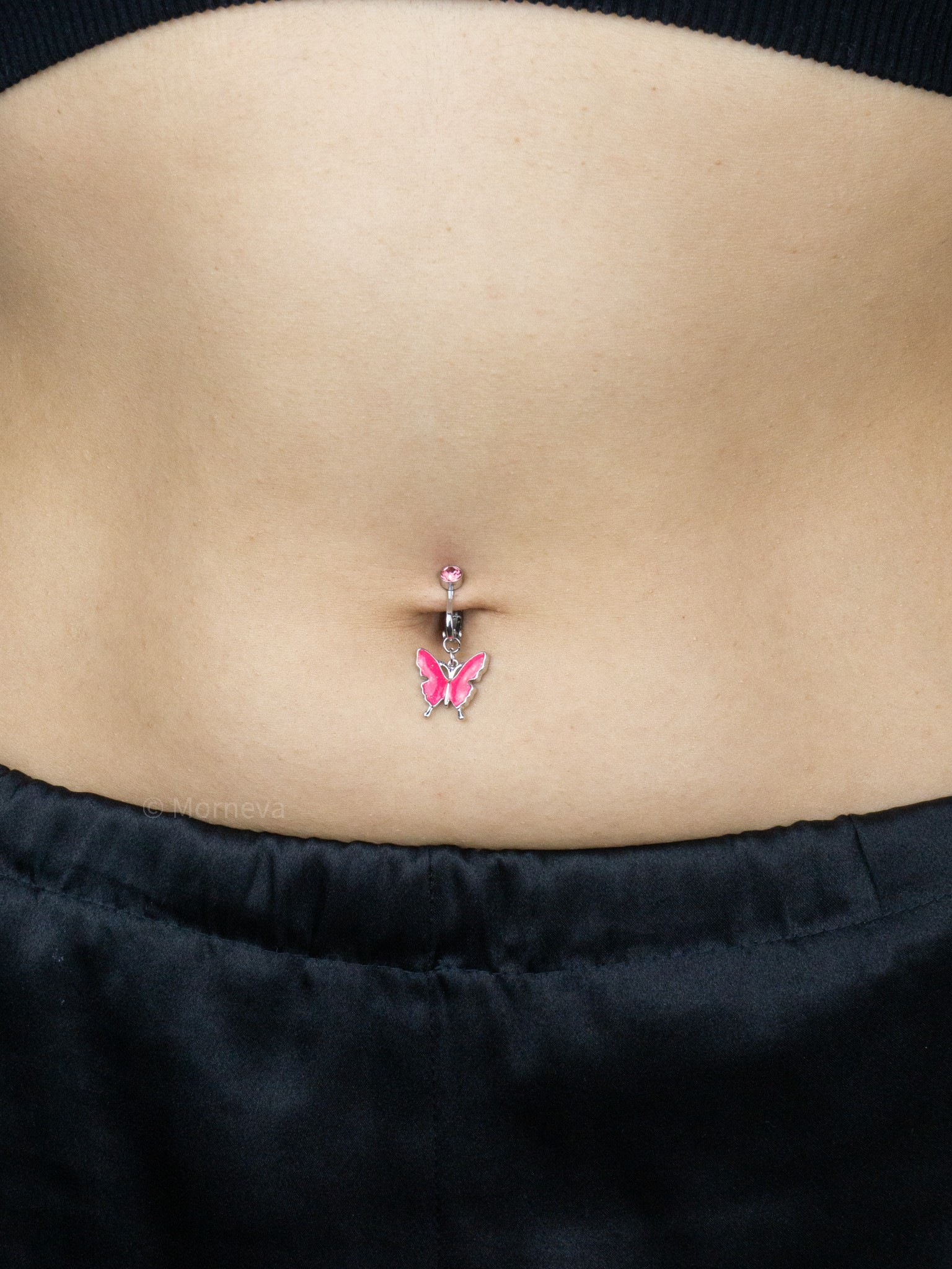 Deliksiz Renkli Kelebek Sıkıştırma Klipsli Göbek Belly Piercingi