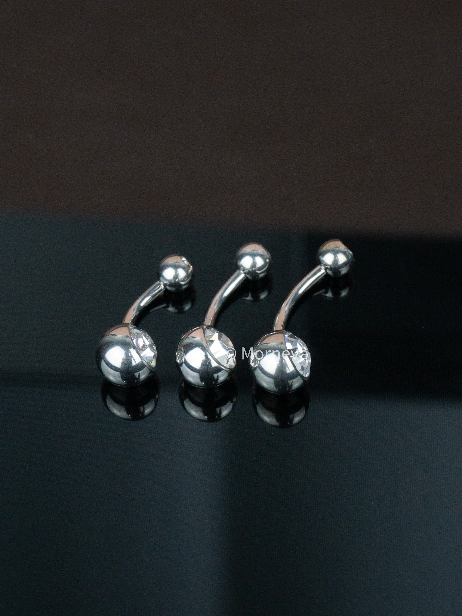 Titanyum Basic Çift Taşlı Göbek Piercing