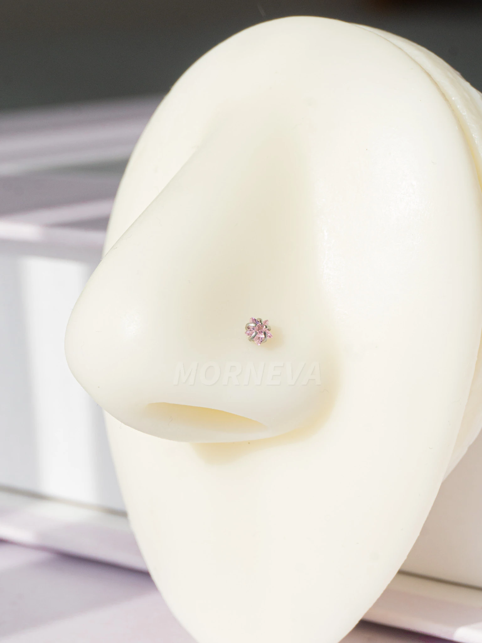 Cerrahi Çelik | Kalp,Yıldız,Daire Taşlı Spiral Kancalı Burun Piercingi 3lü Hızma Set - Pembe