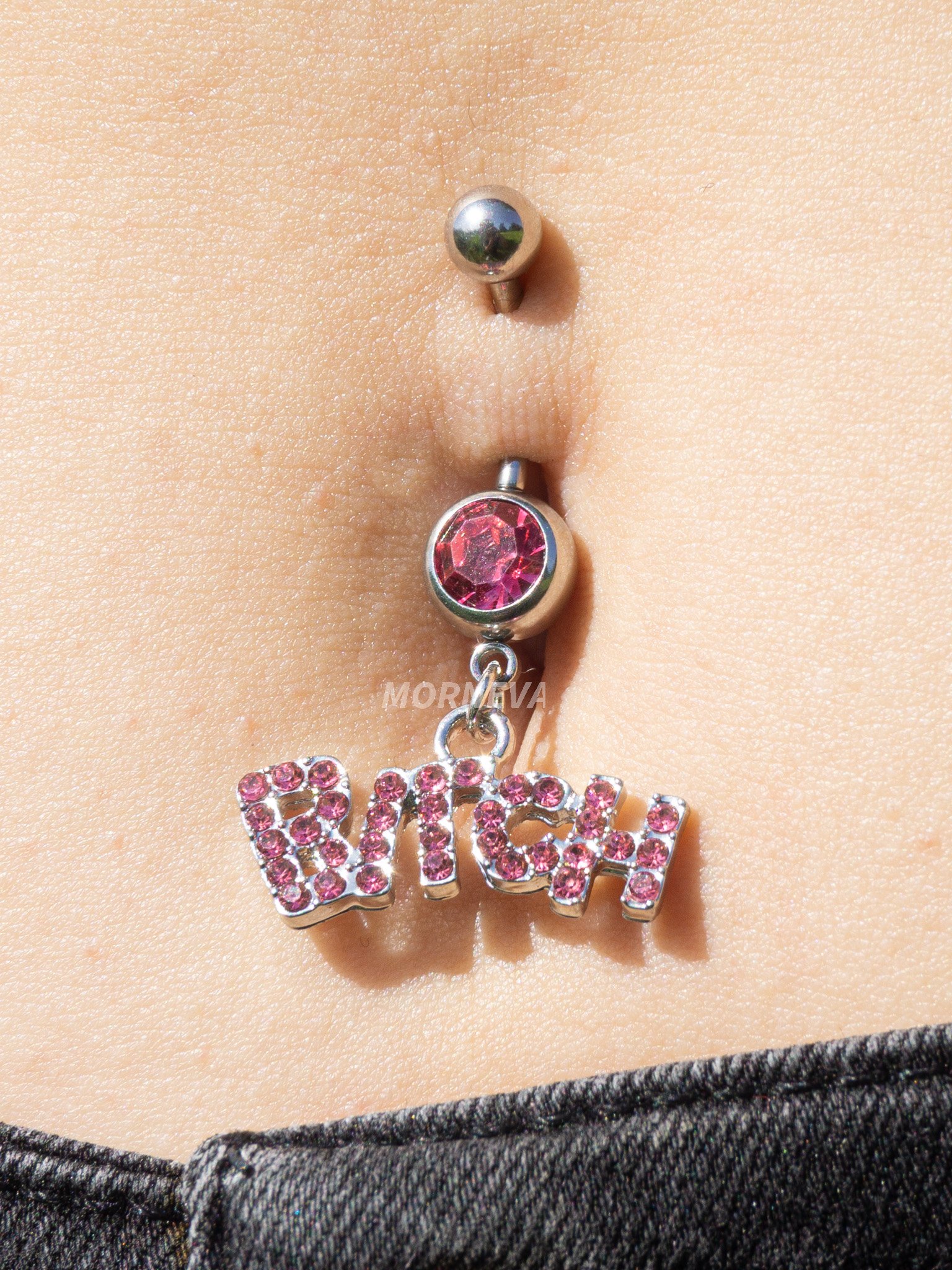 Pembe Bitch Çelik Göbek Belly Piercingi