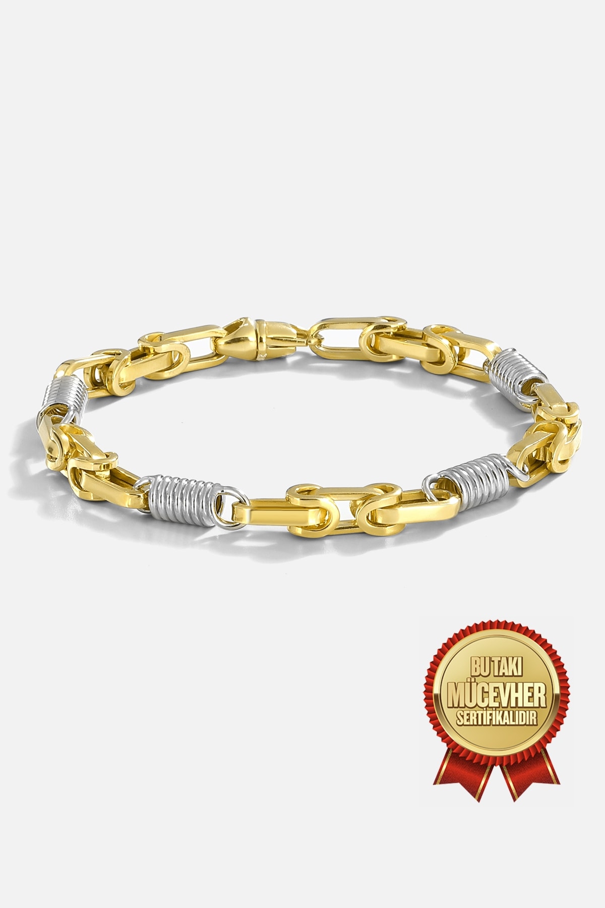 Mikron Altın Kaplama Gümüş Kral Erkek Bilekliği