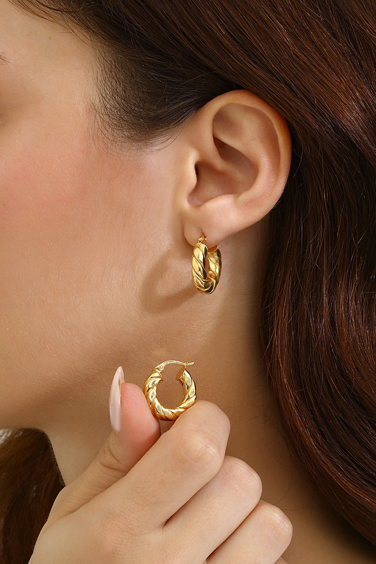 Mikron Altın Kaplama Gümüş Burma Halka Küpe