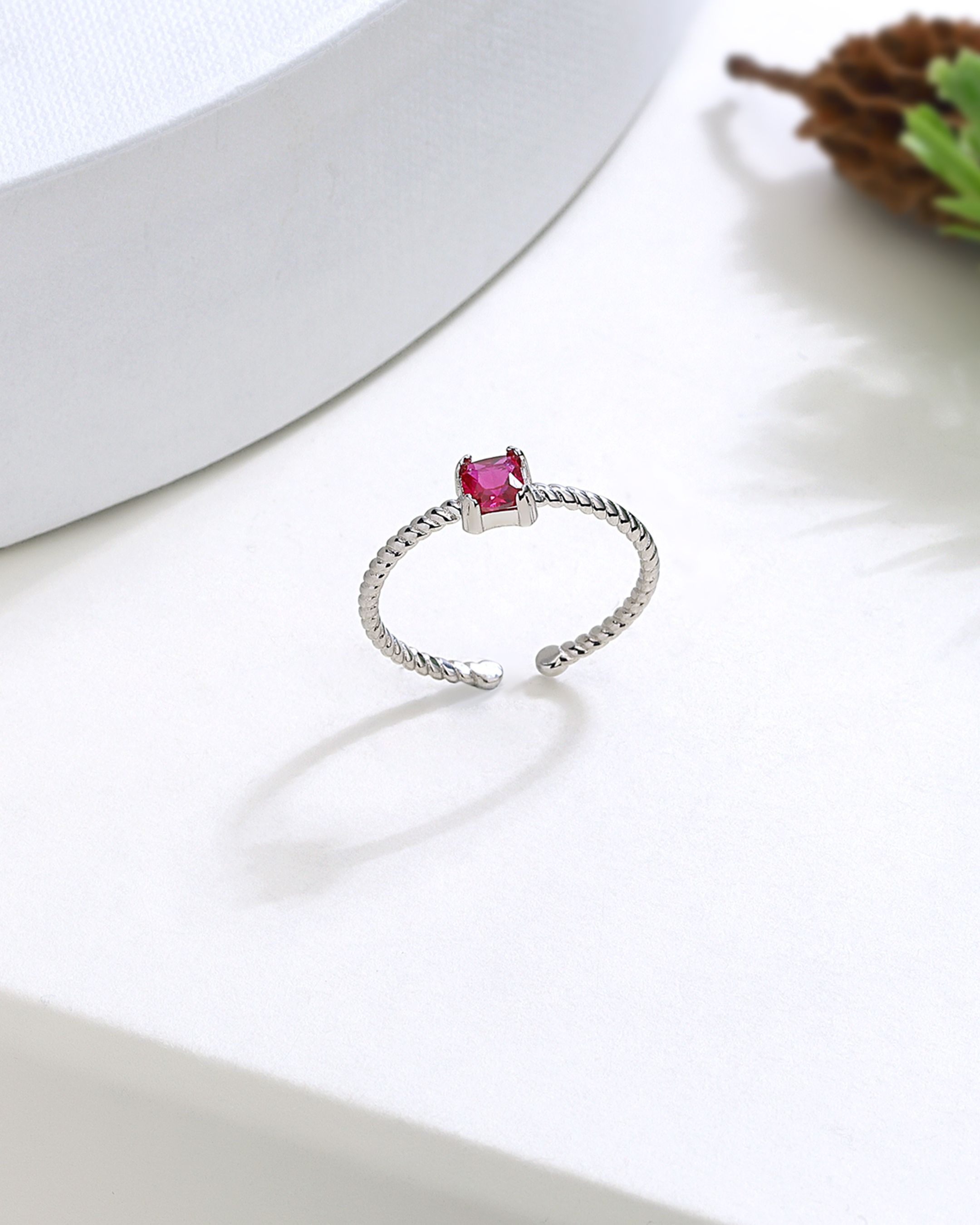 Silver Ring with Ruby Stone