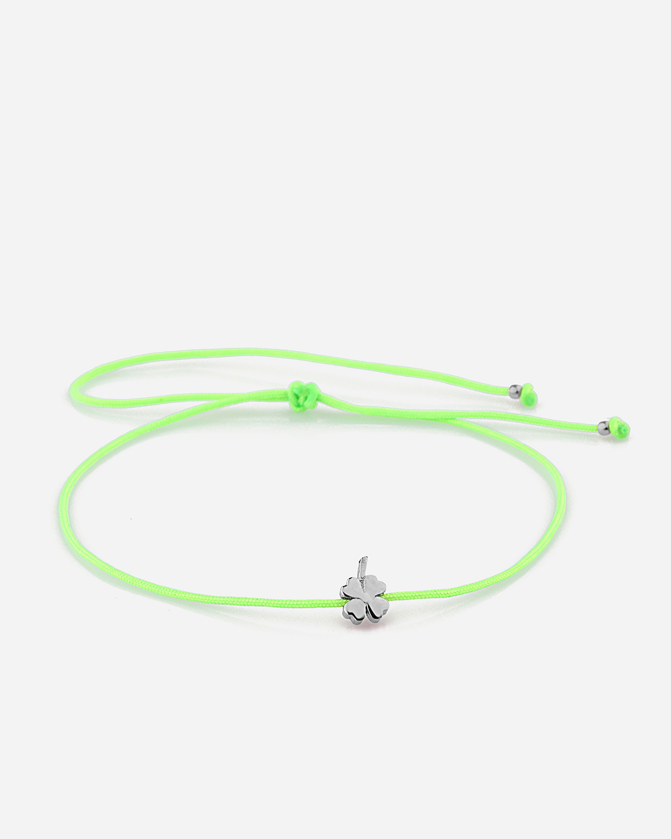 Silver Clover Anklet - White Gold