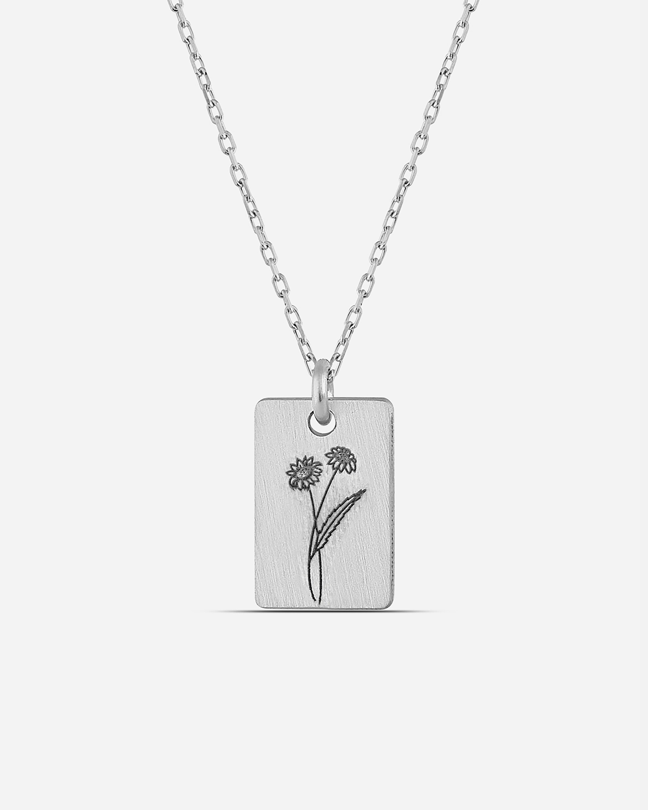 Collier en argent April Birth Flower Daisy - Or blanc