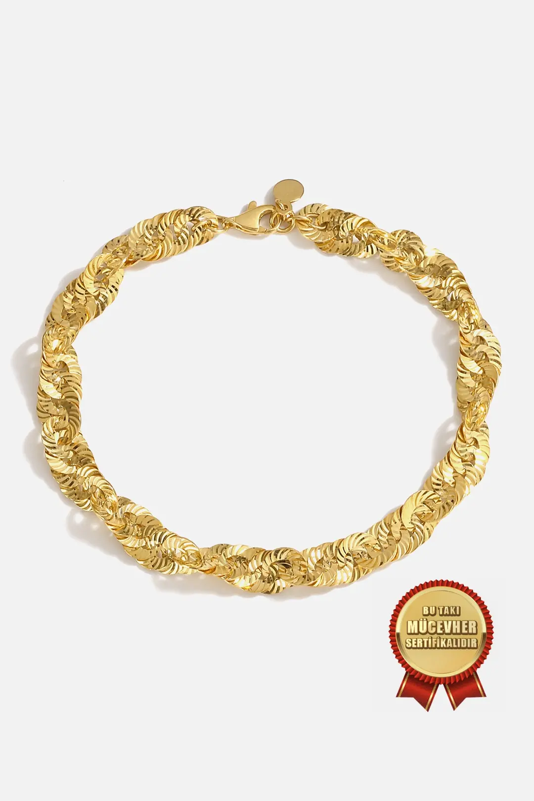 Mikron Gold Plated 925 K Silver Lazerli Bracelet