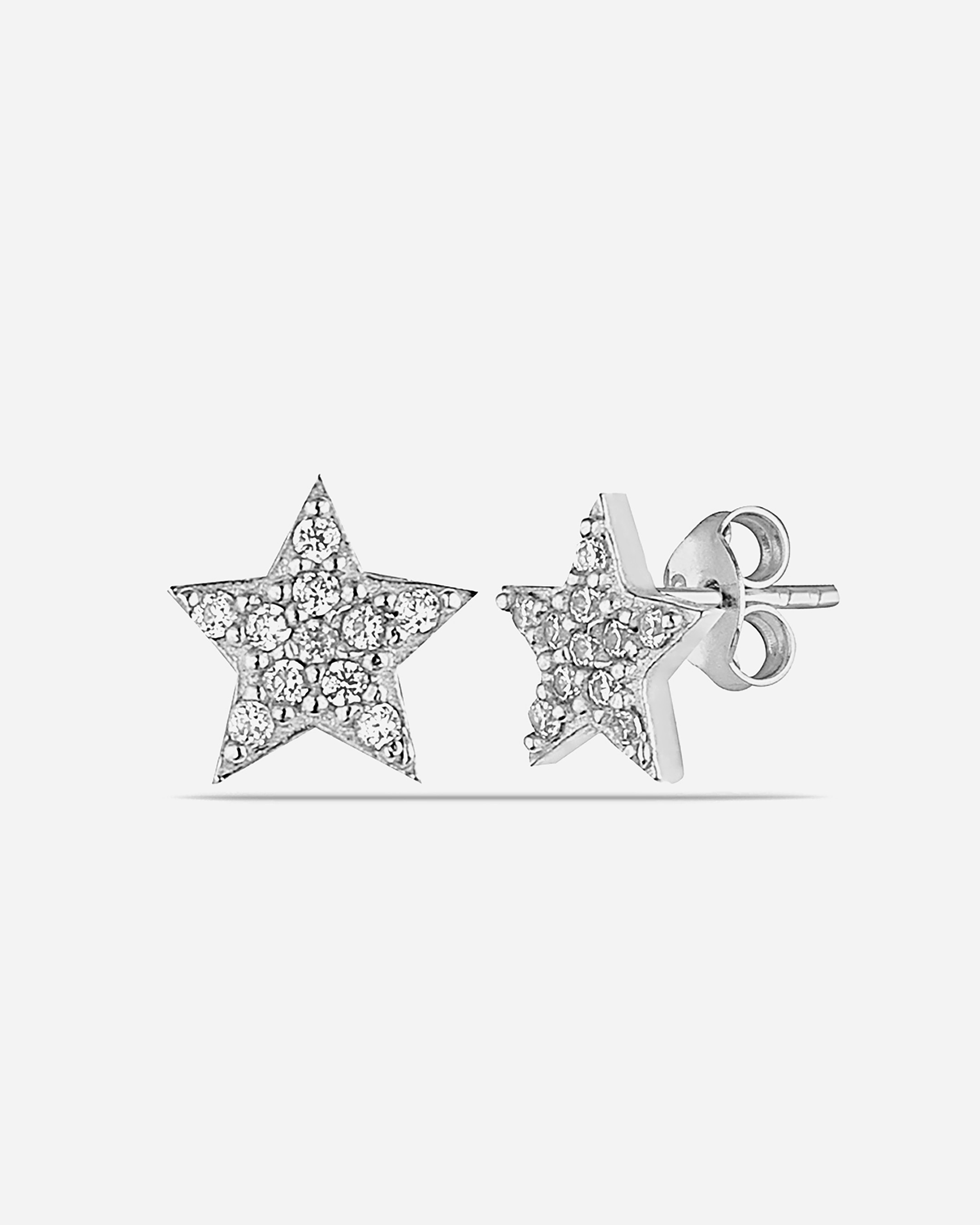 Silver Star Earrings - White Gold