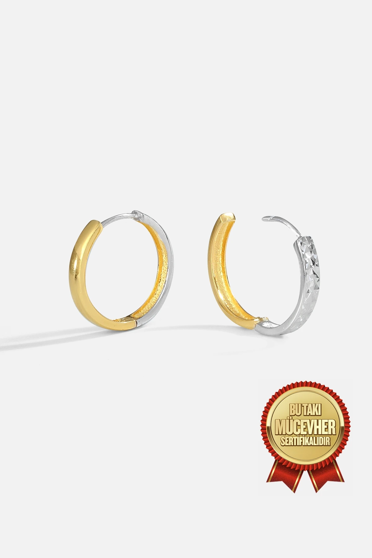 Mikron Altın Kaplama Gümüş Halka Küpe