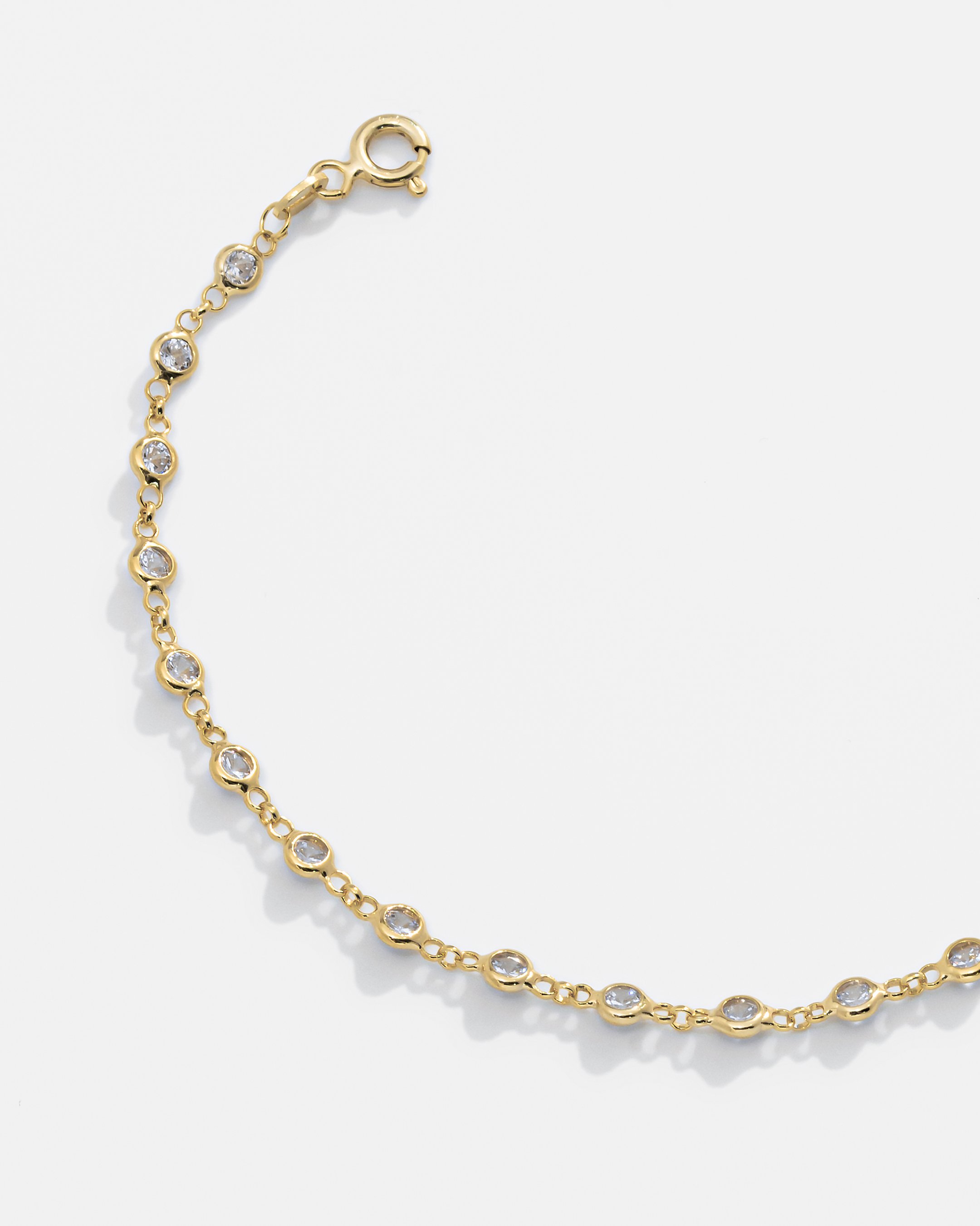 Silver Stoned Anklet - Gold