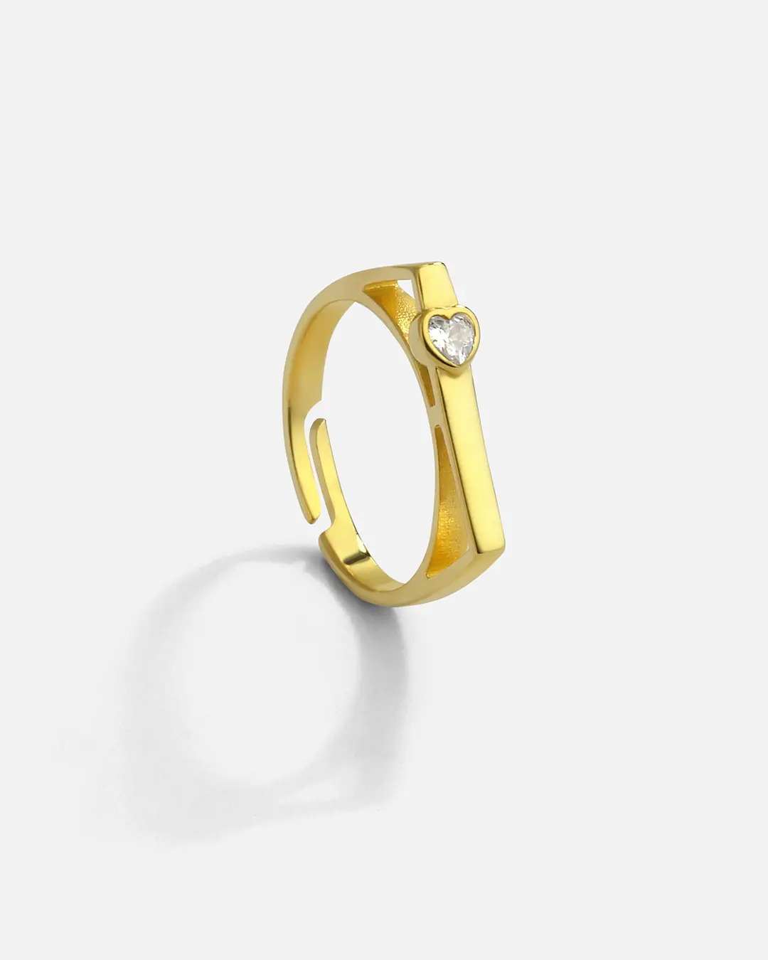 Zircon Stone-set Heart Silver Ring