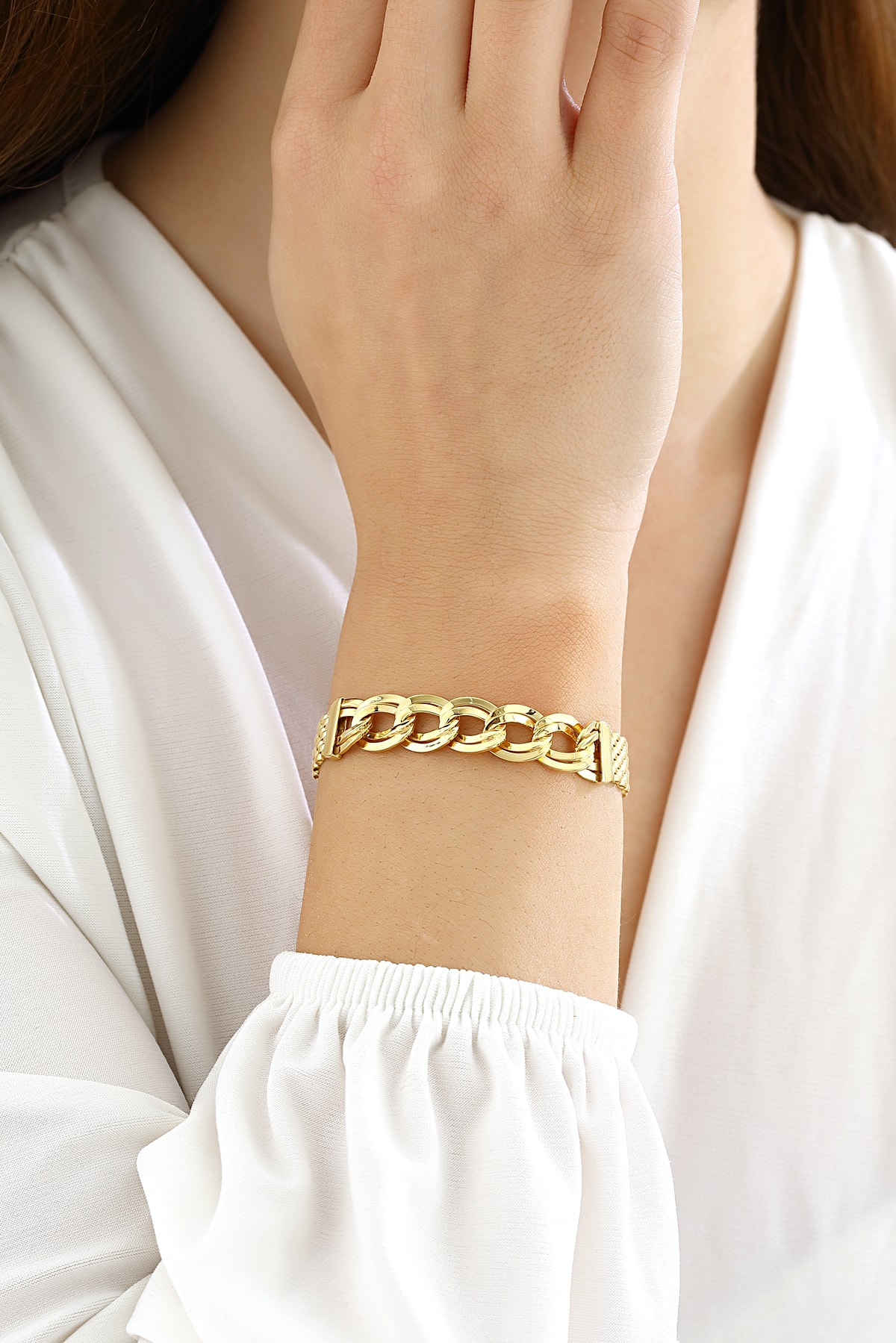 Mikron Altın Kaplama Gümüş Tasarım Gurmet Bileklik