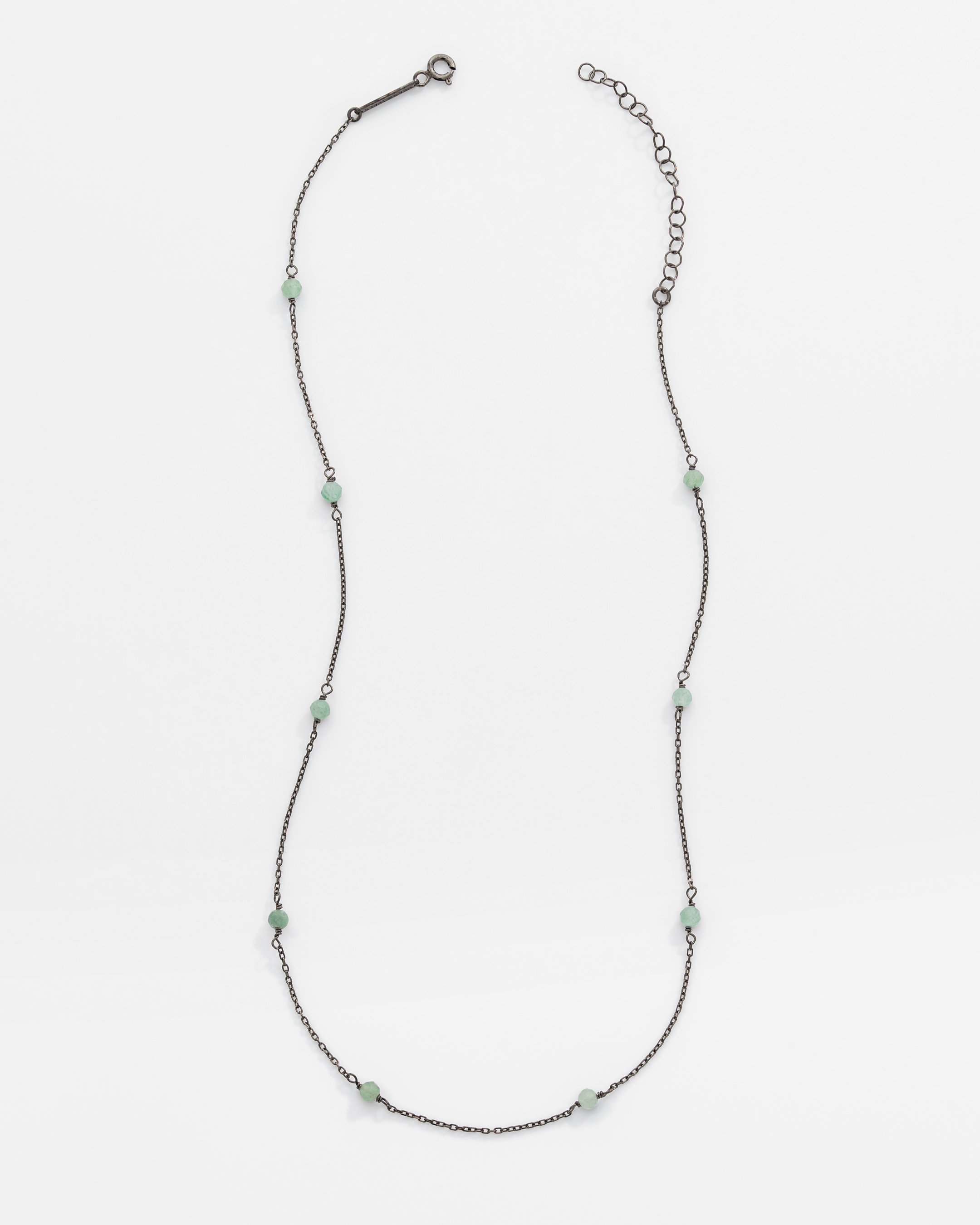 2.2 Carat Aventurine Stone Silver Necklace - Black Lapping