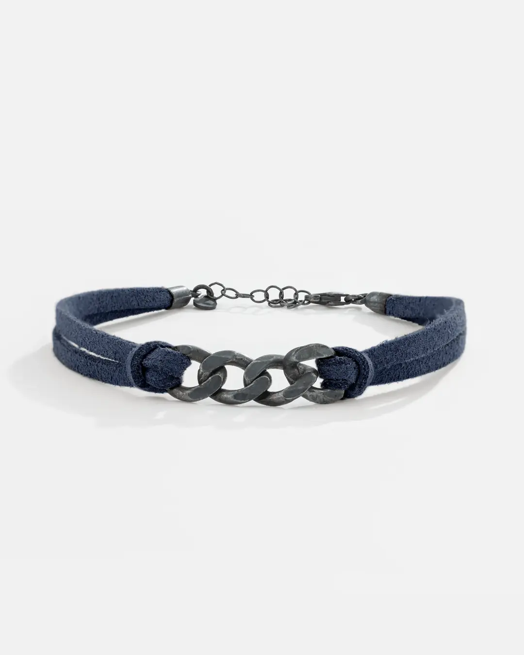 Navy Nubuk Strap Gourmette Bracelet