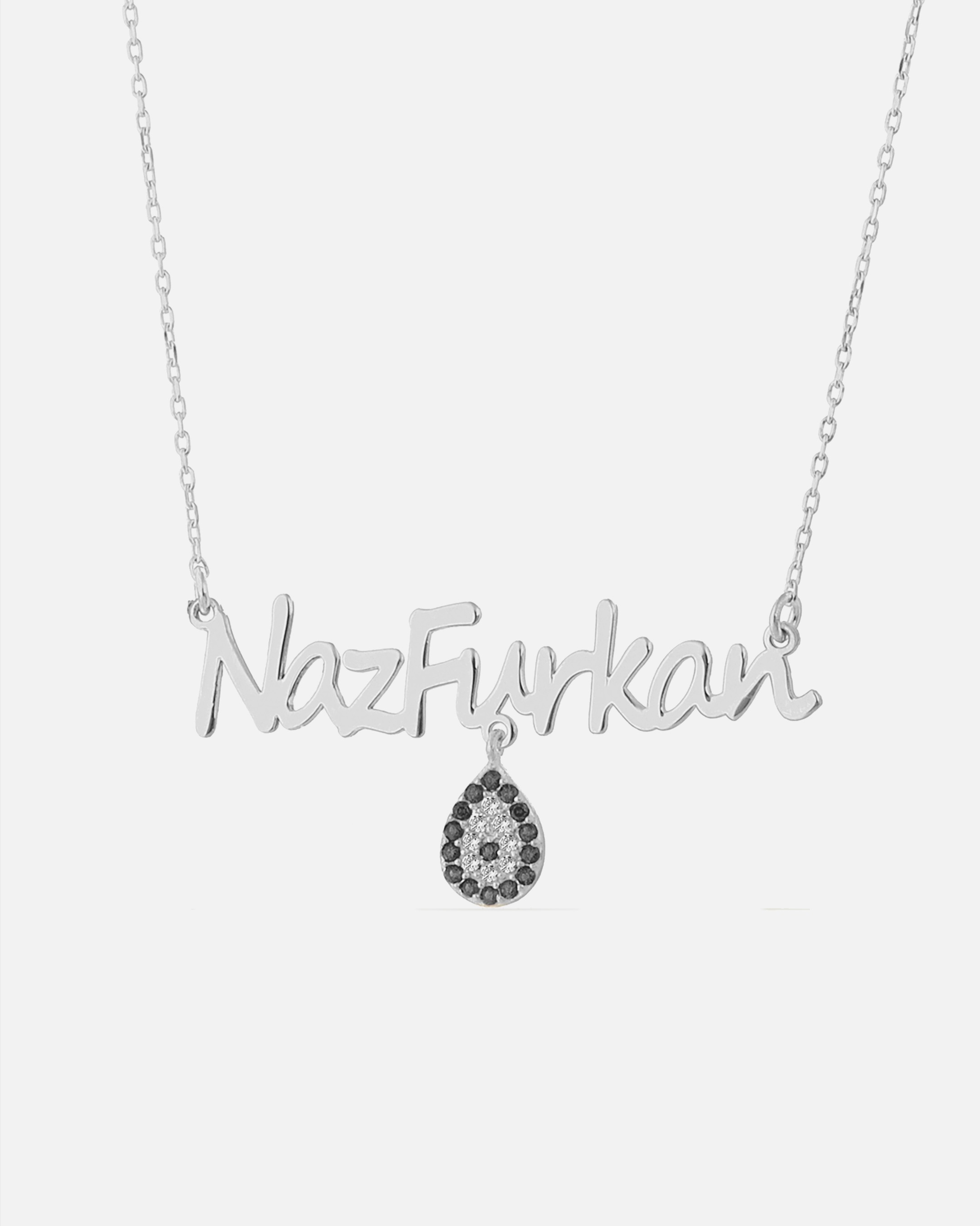 Named Silver Necklace - White Gold
