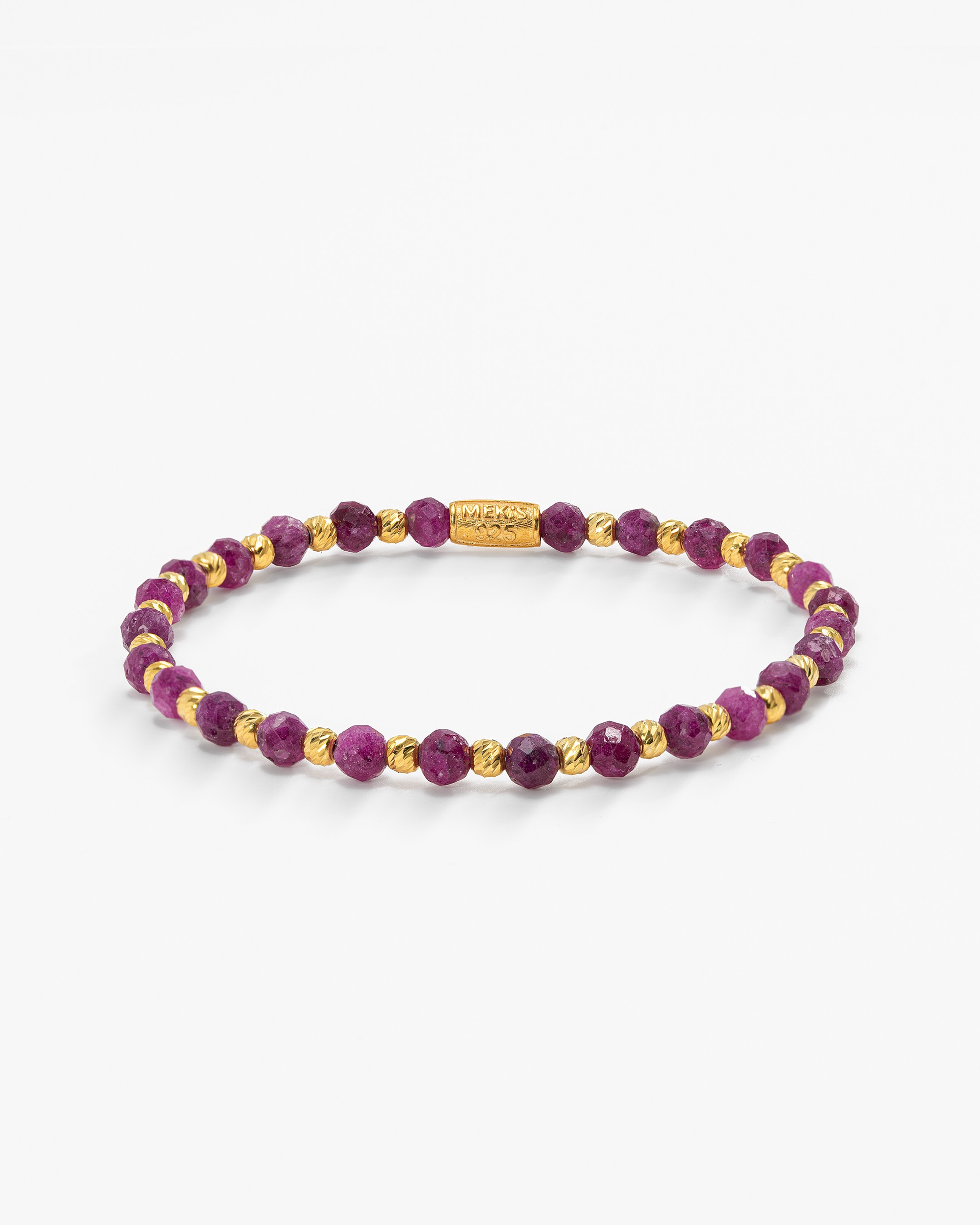 8.4 Carat Sterling Silver Bracelet with Natural Root Ruby - Gold