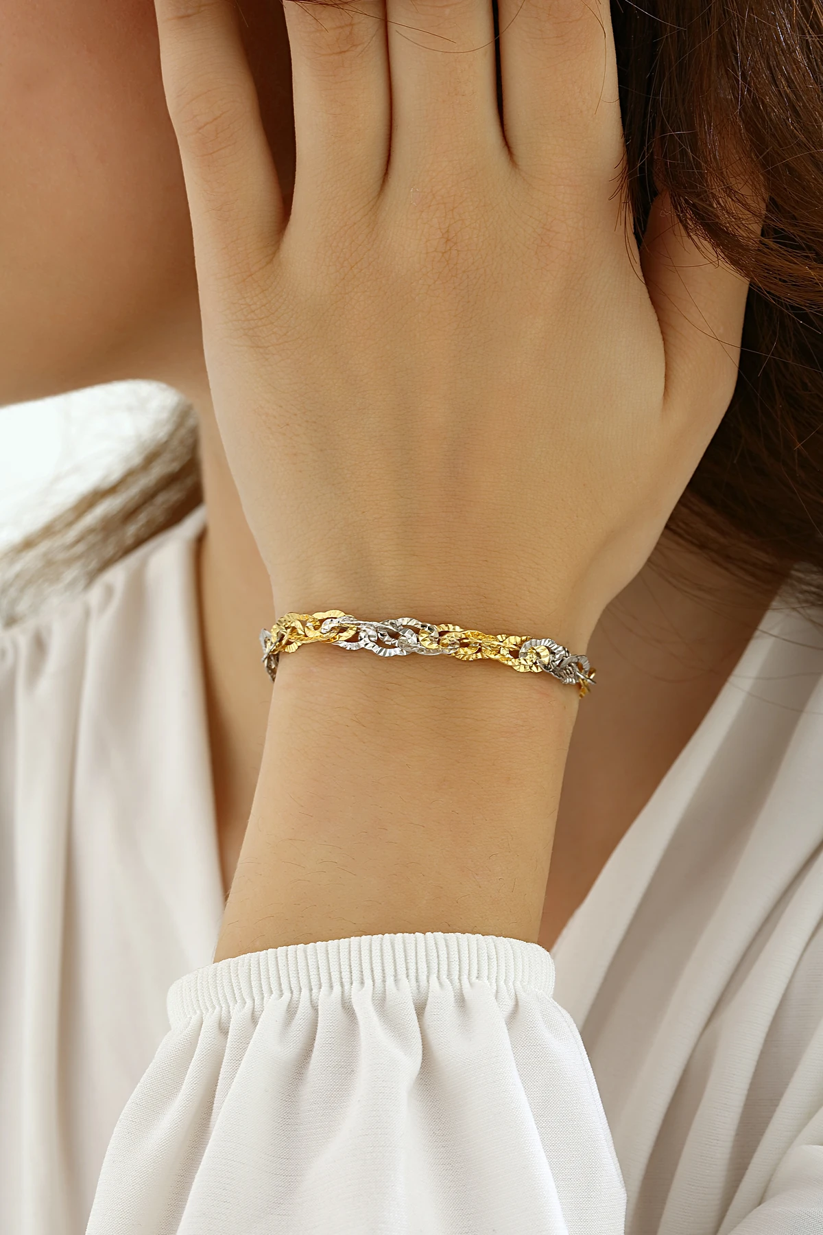 Mikron Altın Kaplama Gümüş Kesme Bileklik