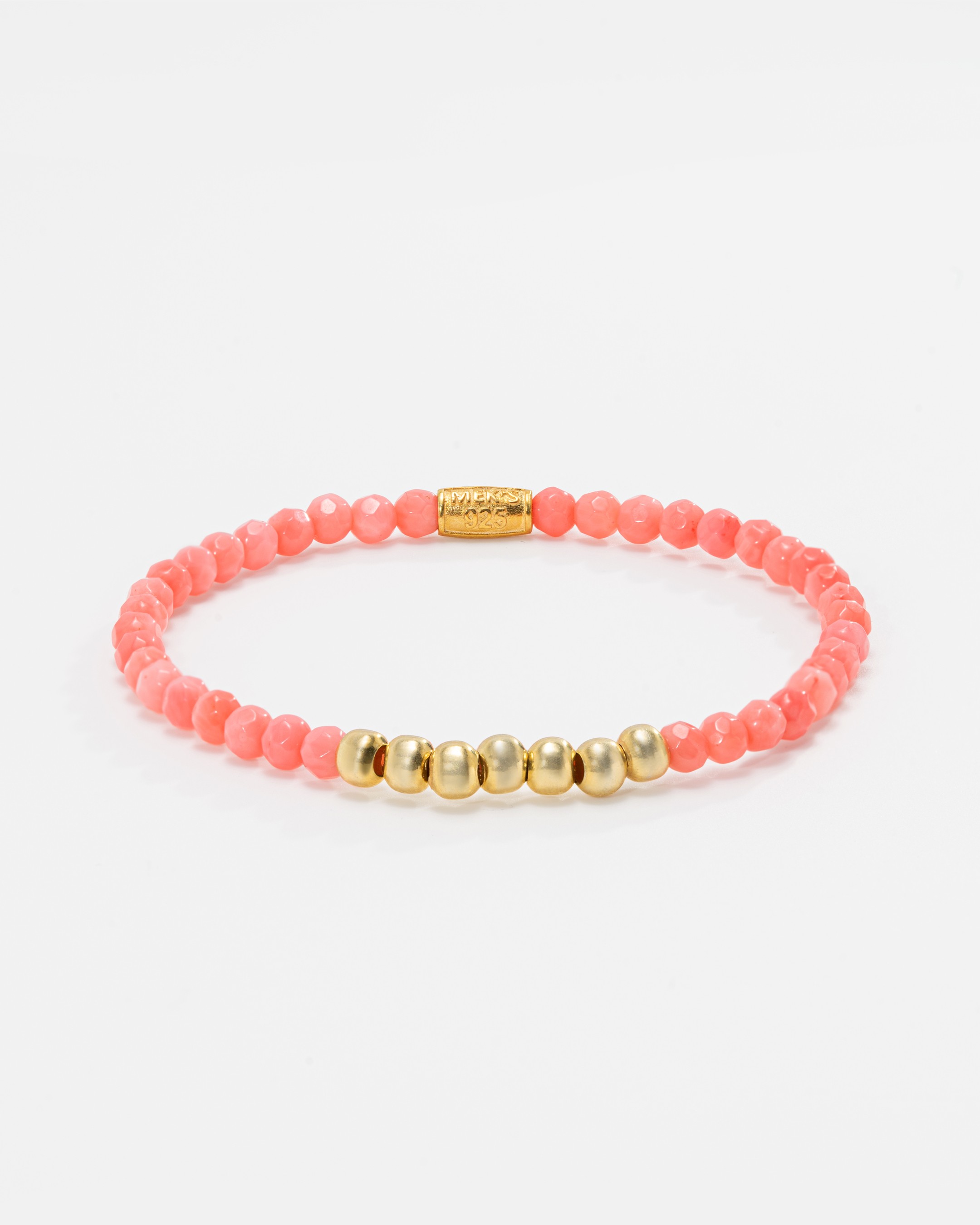 14.6 carat Natural Pink Coral Stone Silver Bracelet - Gold