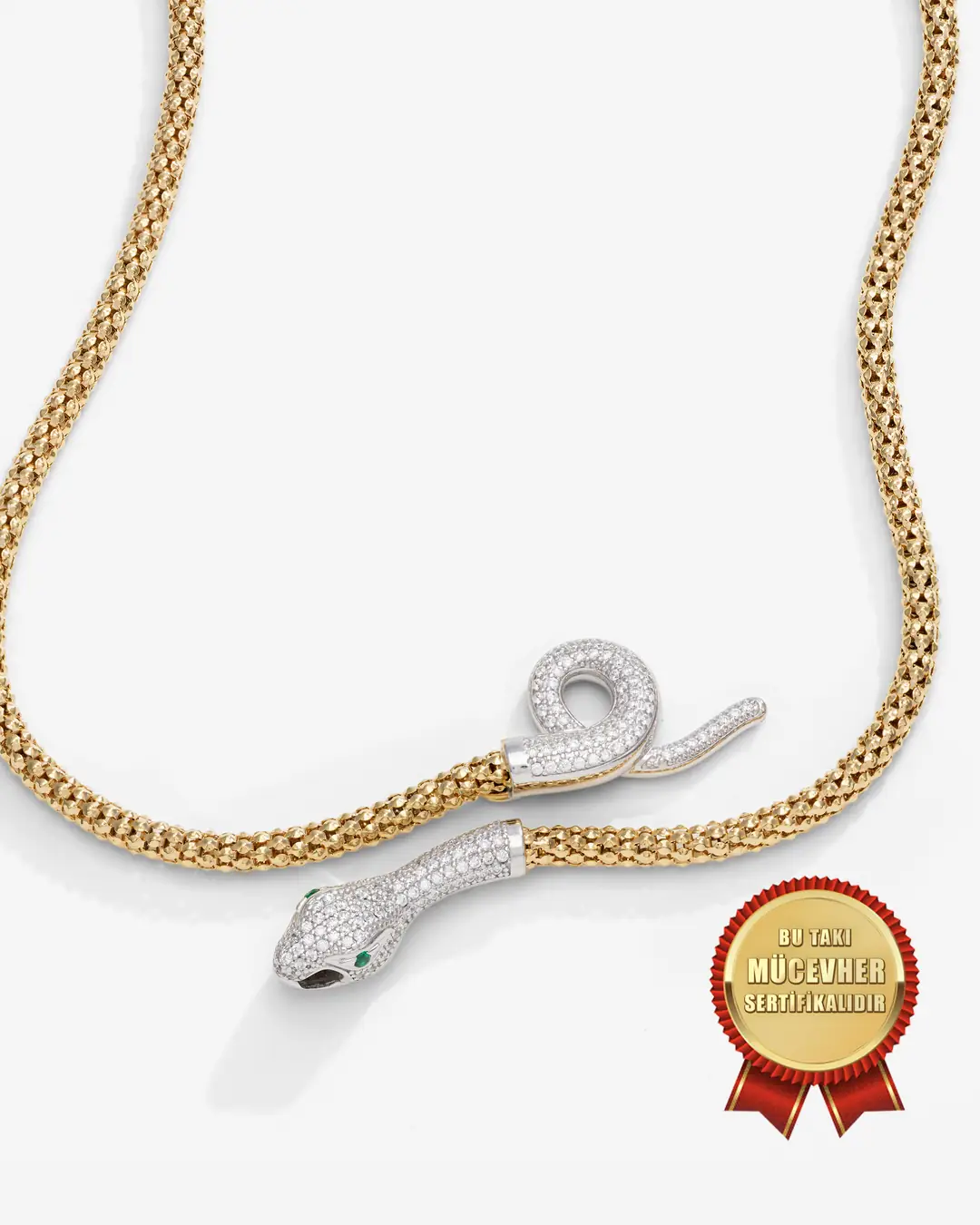 Mikron Gold Plated 925 K Silver Italian Argento Milano Snake Necklace