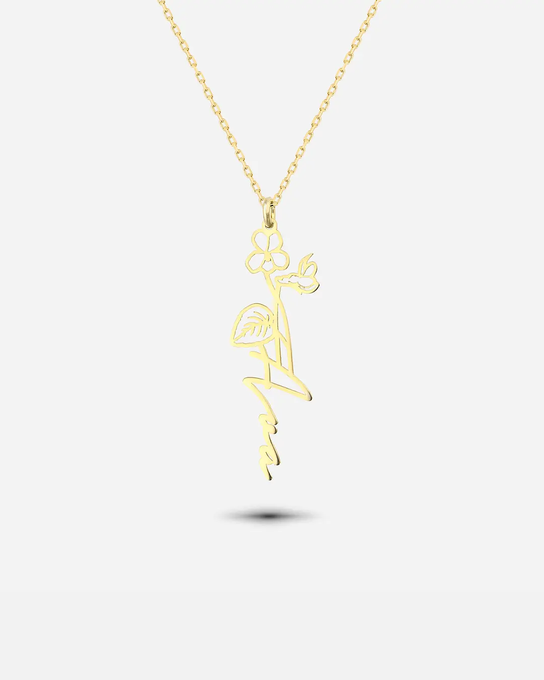Silver Personalized Şubat Bear Birth Flower Necklace