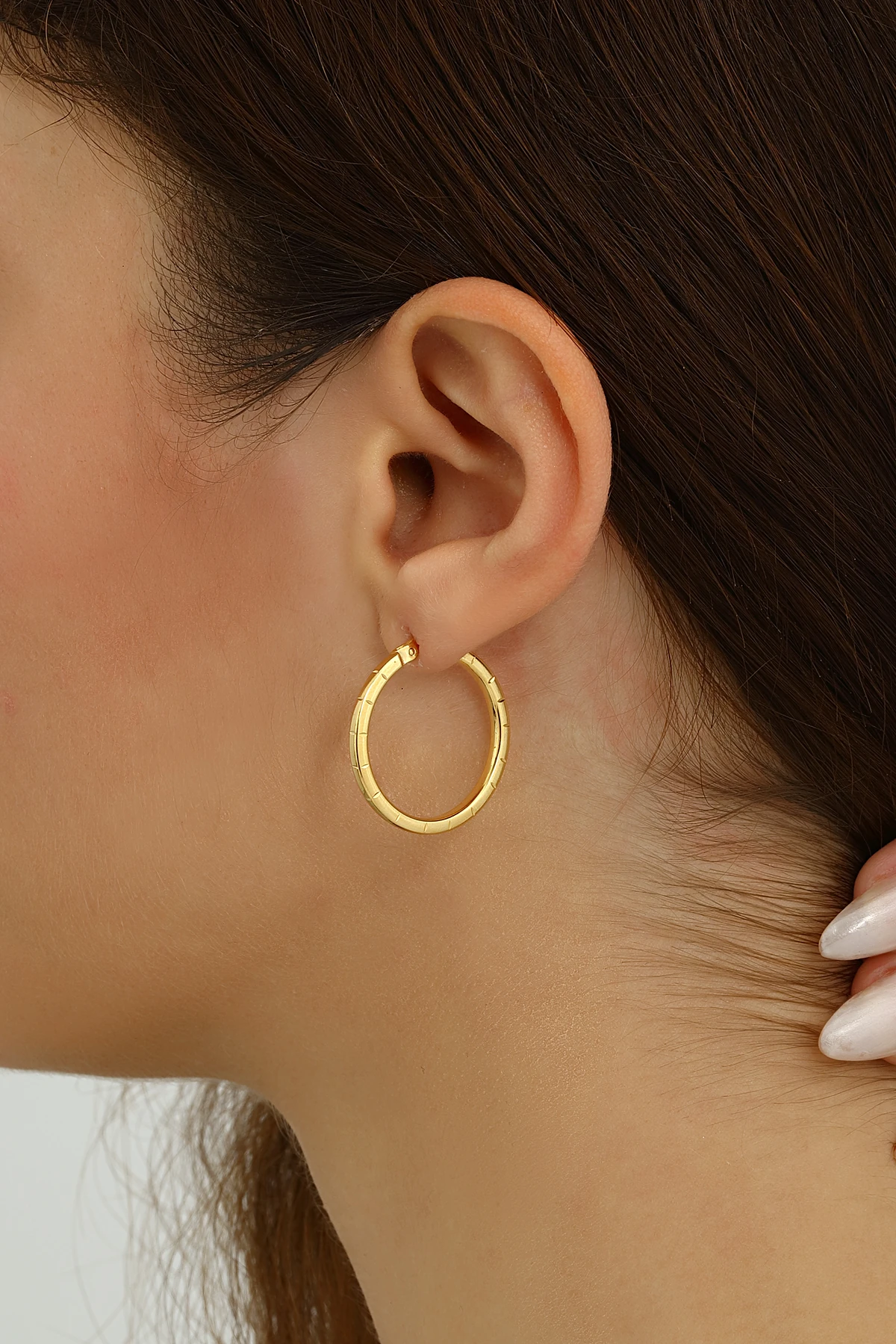 Mikron Altın Kaplama Gümüş Kübik Halka Küpe