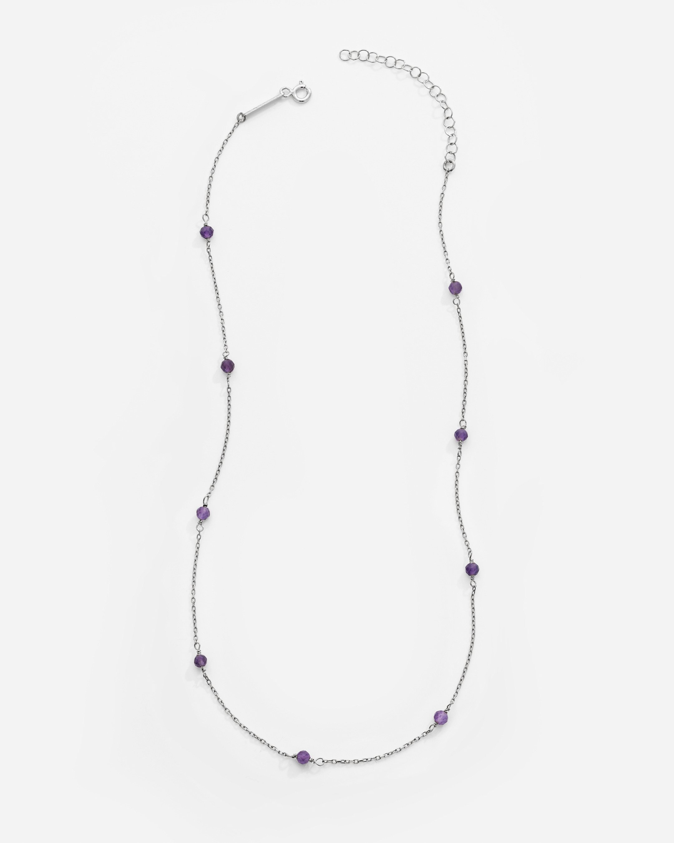 2.1 Carat Amethyst Stone Silver Necklace - White Gold