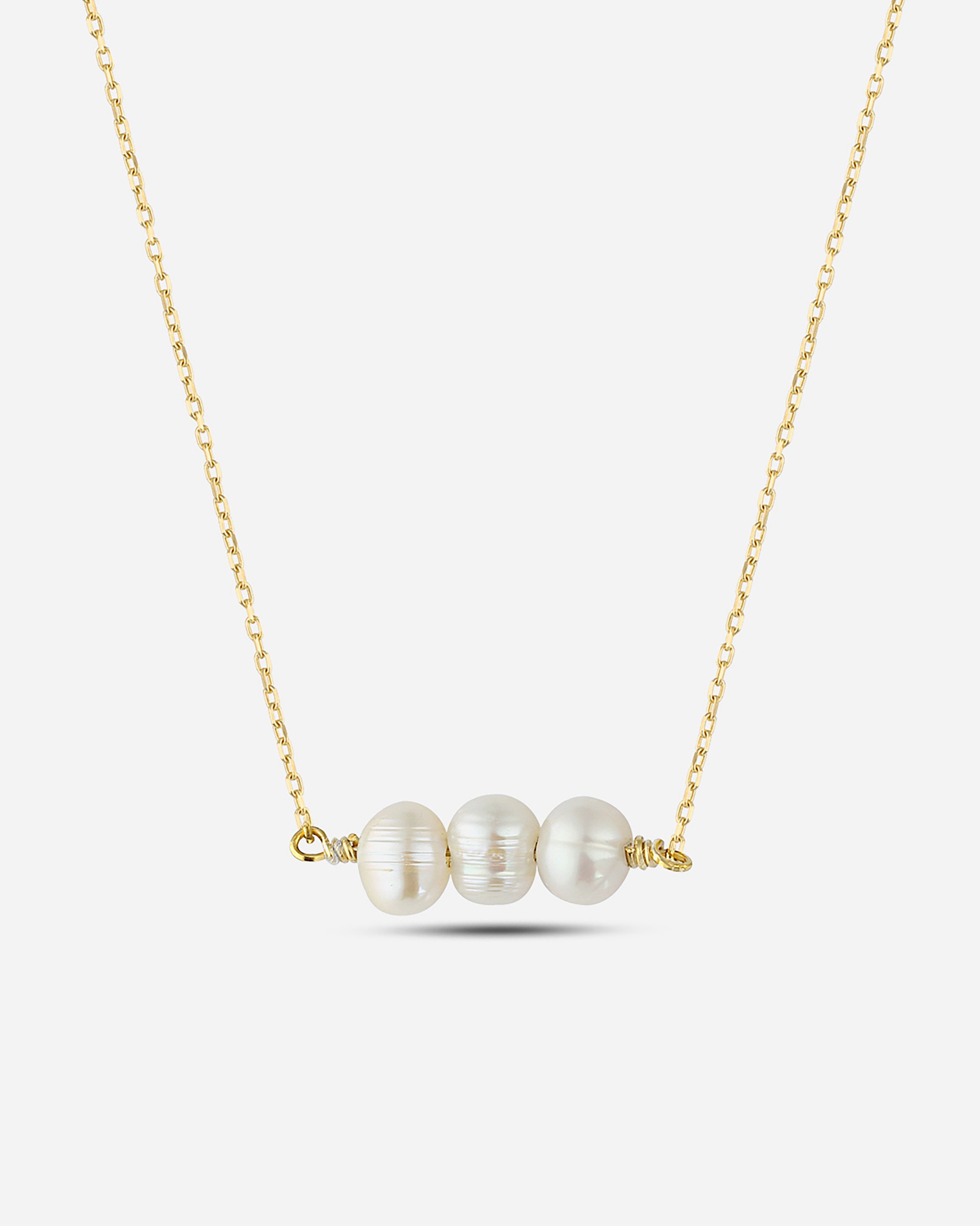 Choker Silver Pearl Necklace - Gold