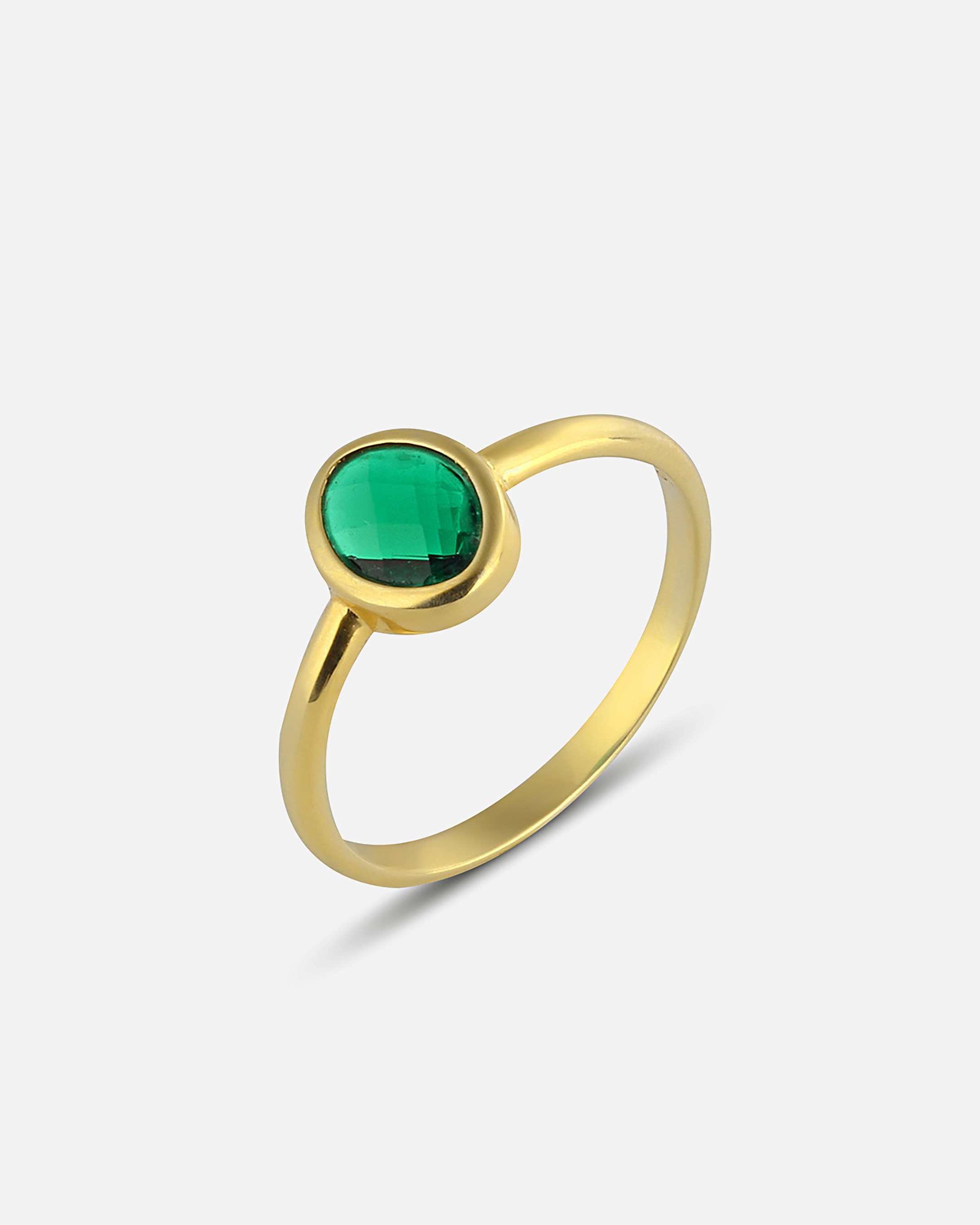 Silver Ring with Emerald Stone - Gold